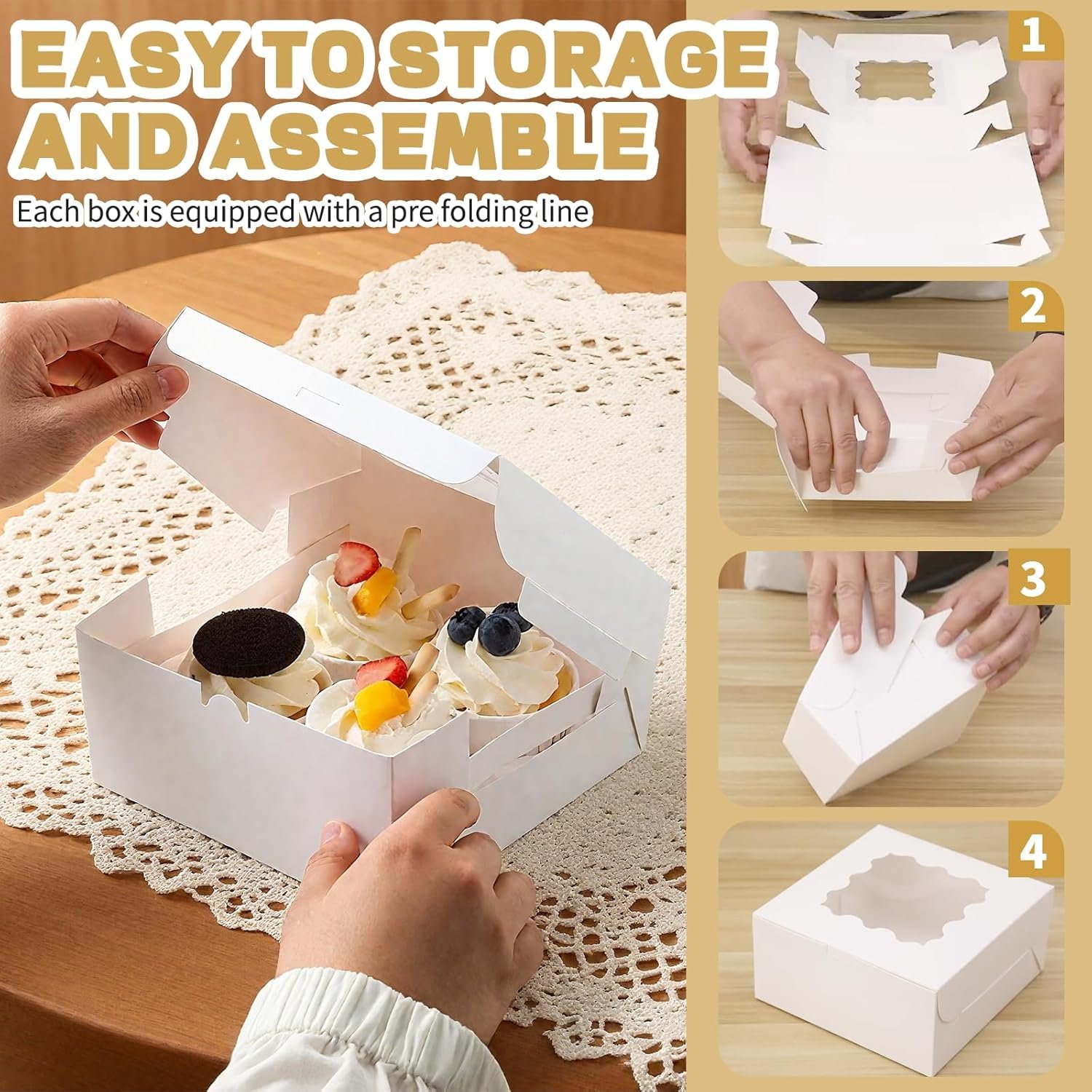 Großhandel 30 Stück Cookie Boxen mit Fenster, 6x6x3 Zoll weiße Bäckereikarton, für kleine Kekse, Süßigkeiten, Desserts, mit 36 Aufklebern, Hersteller für individuelle Logos und Mini-Kuchenboxen Großhandel 30 Stück Cookie Boxen mit Fenster, 6x6x3 Zoll weiße Bäckereikarton, für kleine Kekse, Süßigkeiten, Desserts, mit 36 Aufklebern, Hersteller für individuelle Logos und Mini-Kuchenboxen