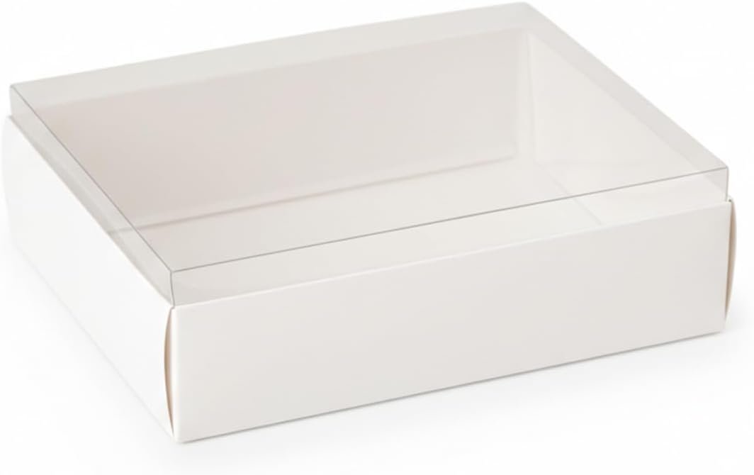 Großhandel 5er Pack Backboxen mit Klarsichtdeckel, 7,9"x6,3"x2,4" weiße Treat-Boxen mit Fenster, Lebensmittelgeeignete Papier-Charcuterie-Boxen für Desserts, Macarons, Erdbeeren, Individuelles Logo für Ihre Eigenmarke, Hersteller und Lieferant.