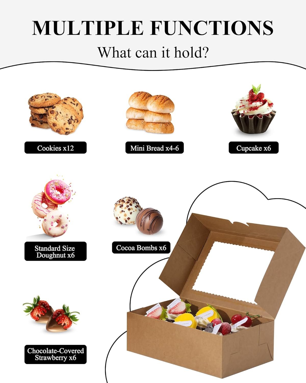 Großhandel 30 Stück Bakery Boxen mit Fenster, 9x6x3 Zoll, individueller Logo-Druck möglich, Hersteller für süße Leckereien, Kuchen, Muffins, Donuts, bulk Verpackungen für Schokolade und Ostern. Großhandel 30 Stück Bakery Boxen mit Fenster, 9x6x3 Zoll, individueller Logo-Druck möglich, Hersteller für süße Leckereien, Kuchen, Muffins, Donuts, bulk Verpackungen für Schokolade und Ostern.