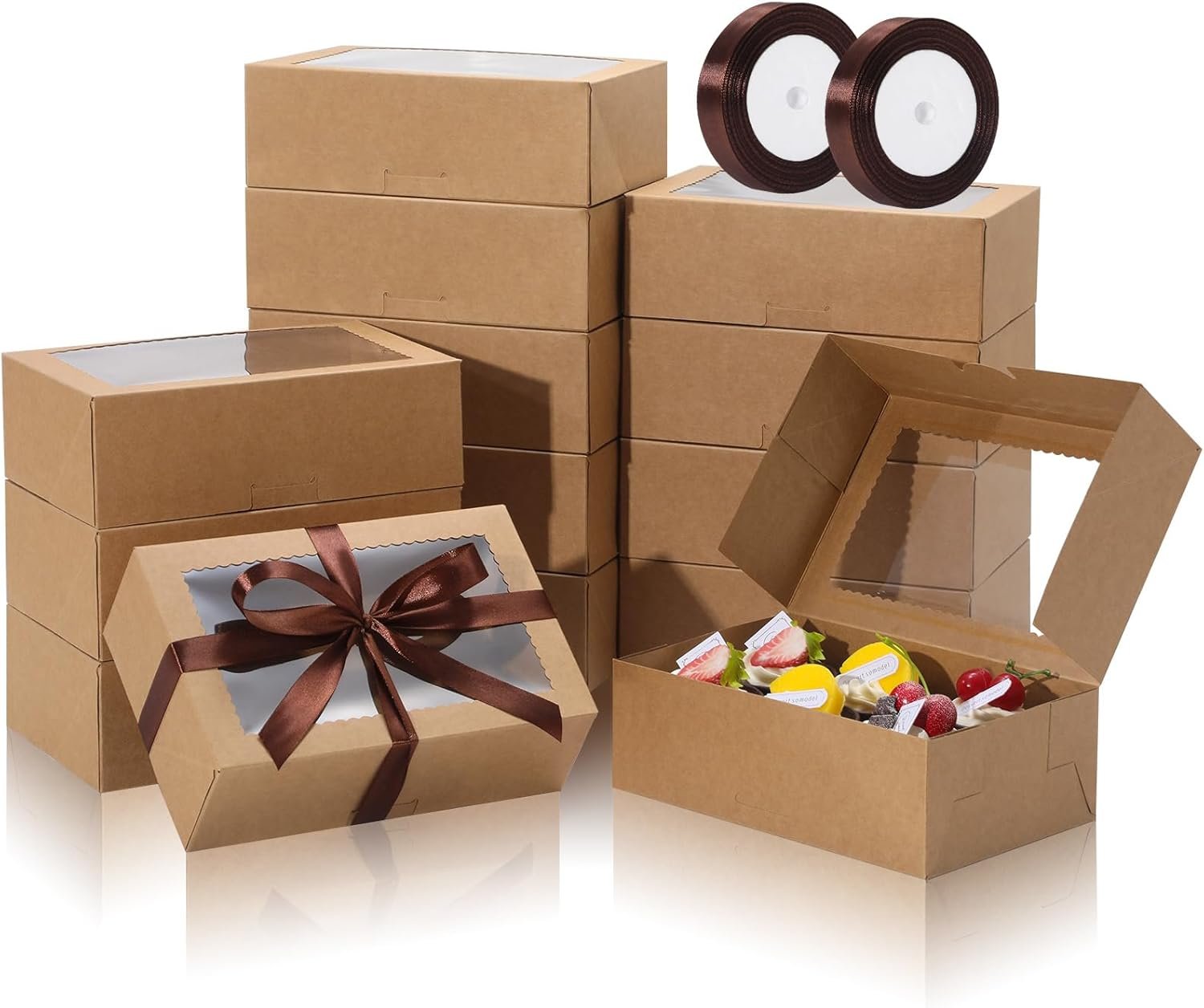 Großhandel 30 Stück Bakery Boxen mit Fenster, 9x6x3 Zoll, individueller Logo-Druck möglich, Hersteller für süße Leckereien, Kuchen, Muffins, Donuts, bulk Verpackungen für Schokolade und Ostern.