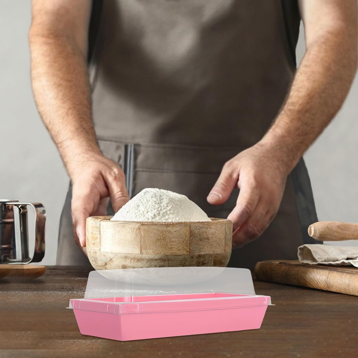 Großhandel 50 Stück rechteckige Sandwich-To-Go-Boxen mit Deckeln, große rosa Bäckerei-Food-Container für Sushi, Gebäck, Wraps und Bacon, OEM-fähige Einweg-Organisatoren für den Lebensmittelservice in Großmenge