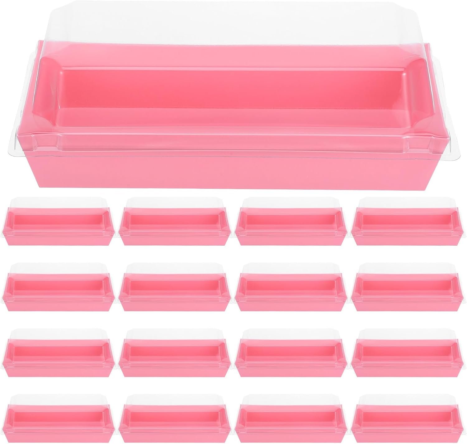 Großhandel 50 Stück rechteckige Sandwich-To-Go-Boxen mit Deckeln, große rosa Bäckerei-Food-Container für Sushi, Gebäck, Wraps und Bacon, OEM-fähige Einweg-Organisatoren für den Lebensmittelservice in Großmenge