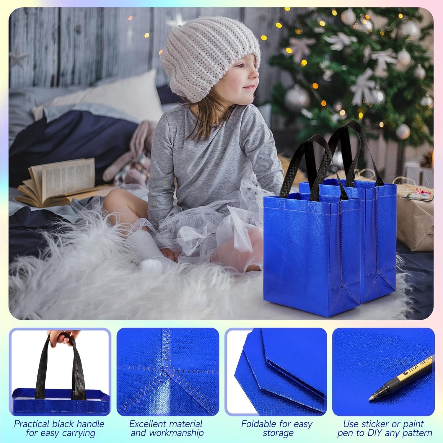 Großhandel 80 Stück Geschenktüten Set wiederverwendbare glänzende Einkaufstaschen mit Griff für Ramadan, Ostern, Hochzeit, Frühlingsveranstaltungen (10 x 8 x 4,7 Zoll, Blau) mit individuellem Logo vom Hersteller in Großmenge.