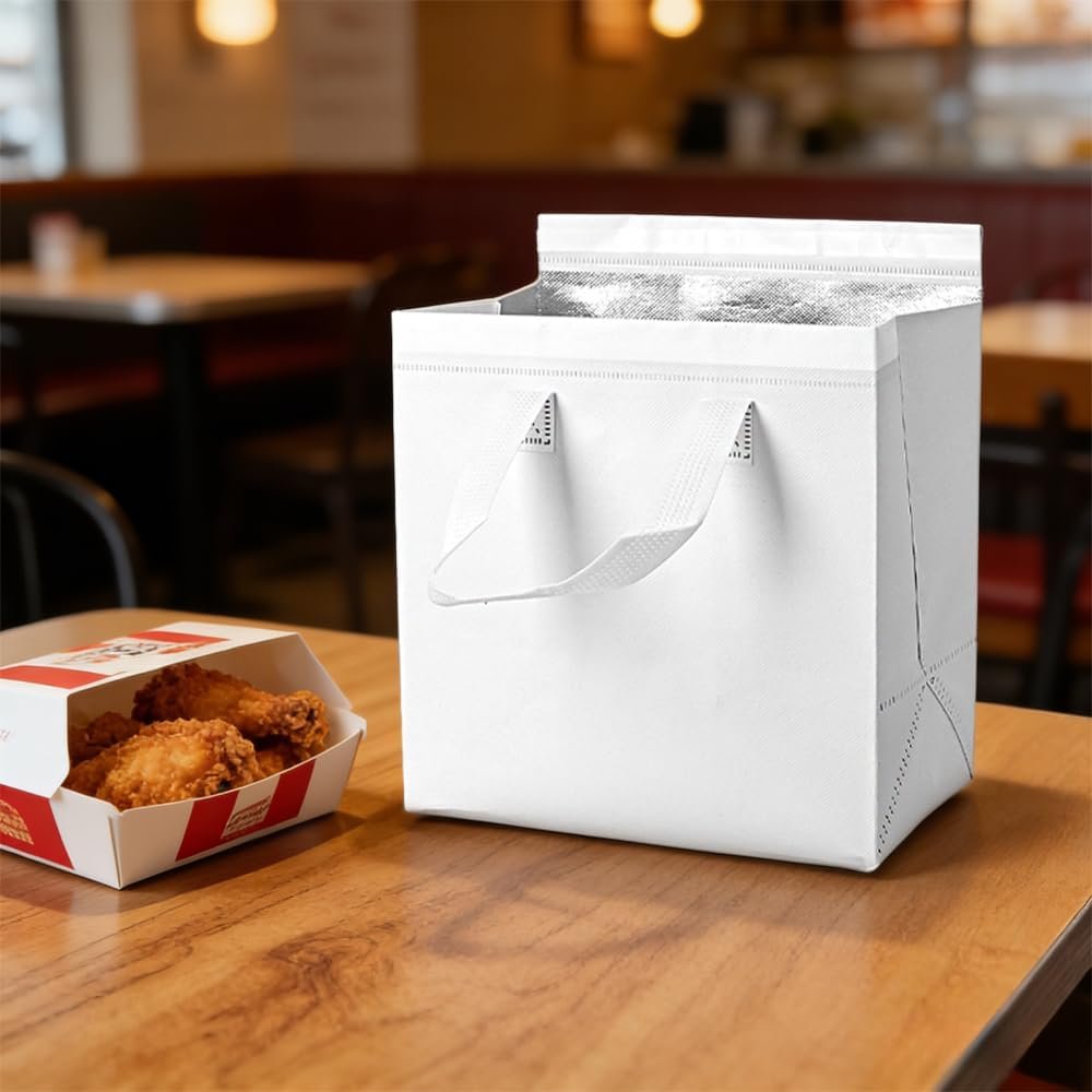 Großhandel Set von 25 isolierten Take-Away-Taschen, kleine thermische Kühlertüten für den Lebensmitteleinkauf, OEM für Lebensmittellieferung und zur Aufbewahrung von heißen und kalten Lebensmitteln, 9,3 x 5,9 x 9,4 Zoll, Lieferant für gefrorene Lebensmittel. Großhandel Set von 25 isolierten Take-Away-Taschen, kleine thermische Kühlertüten für den Lebensmitteleinkauf, OEM für Lebensmittellieferung und zur Aufbewahrung von heißen und kalten Lebensmitteln, 9,3 x 5,9 x 9,4 Zoll, Lieferant für gefrorene Lebensmittel.