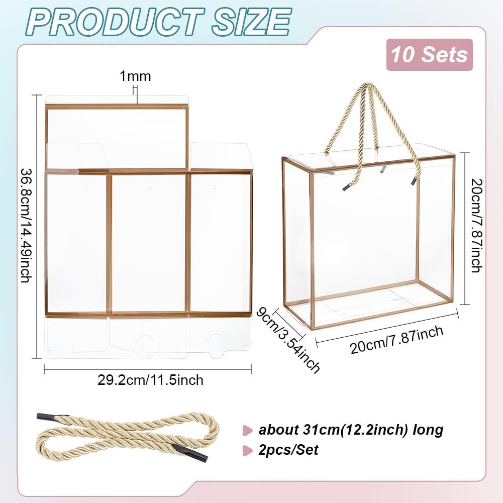 Großhandel 10 Stück klare PET Geschenkkästen 7,8x7,8x3,5 Zoll mit goldener Umrandung und Griff, ideal für individuelle Logos, OEM und als Favoritenbox mit Kordel für Muttertag, Geburtstagsfeiern, Hochzeitsgeschenke Großhandel 10 Stück klare PET Geschenkkästen 7,8x7,8x3,5 Zoll mit goldener Umrandung und Griff, ideal für individuelle Logos, OEM und als Favoritenbox mit Kordel für Muttertag, Geburtstagsfeiern, Hochzeitsgeschenke