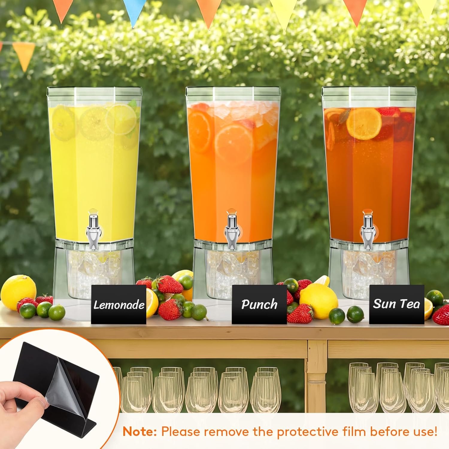 Großhandel 4L Getränkespender aus Kunststoff mit Ständer für Juice Tee Soda und Limonade, individuelles Logo erhältlich, klarer Wasserkaraffe mit Zapfhahn für Mimosabar-Events 39 x 16 cm / 15 x 6