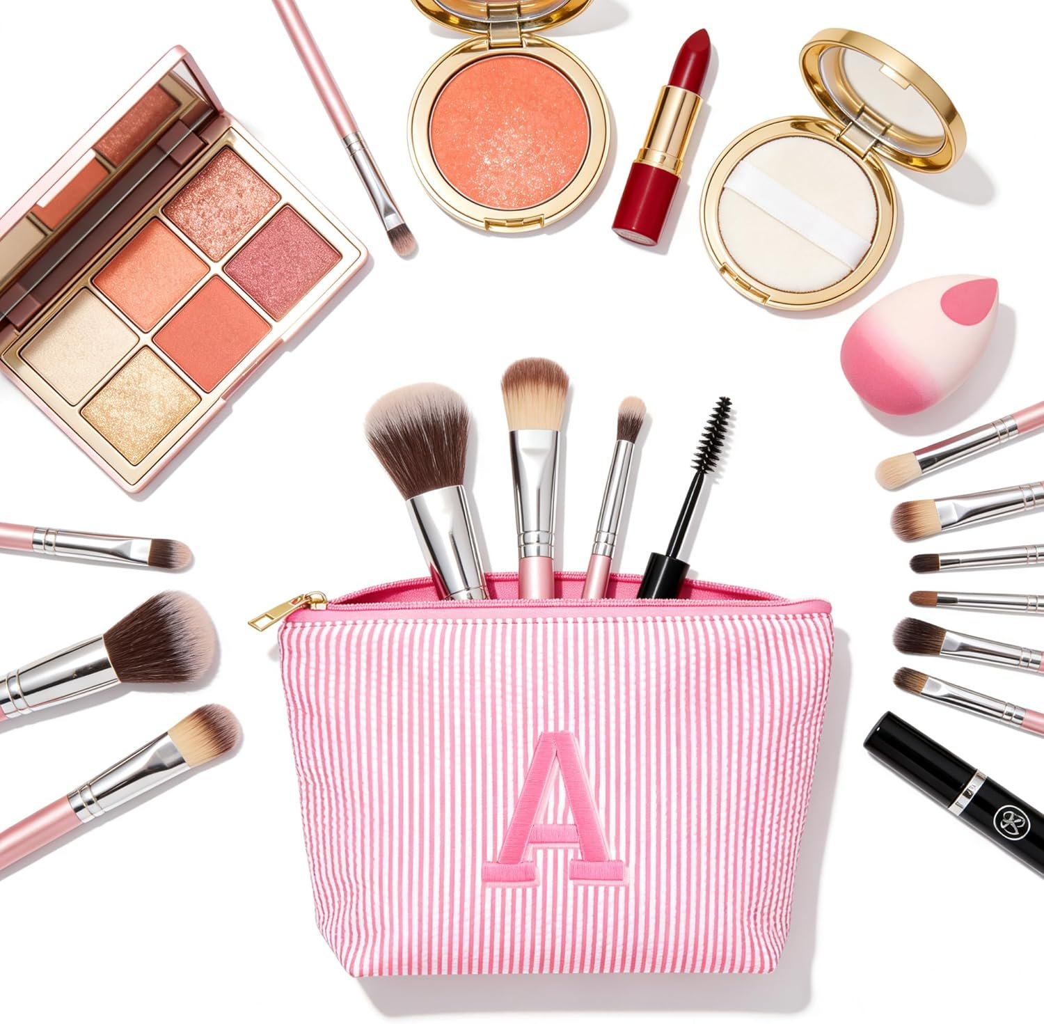 Großhandel 2-teiliges Set Schminktaschen für Mädchen, individuelles Logo Makeup Organizer Pouch für Reisen, Geburtstagsgeschenke für 6-12-jährige Mädchen, OEM Reiseaccessoires für Frauen, pink C