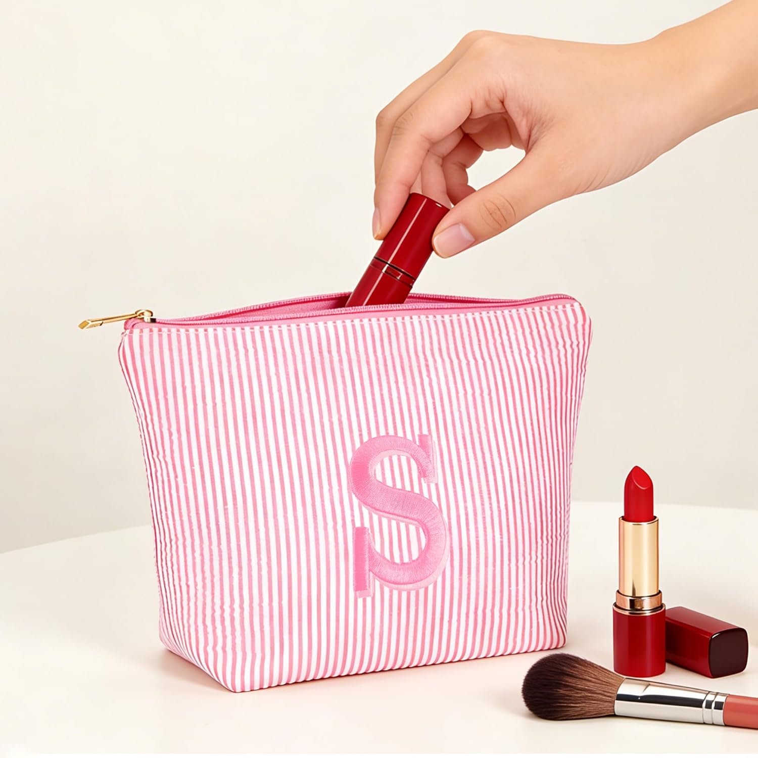 Großhandel 2-teiliges Set Schminktaschen für Mädchen, individuelles Logo Makeup Organizer Pouch für Reisen, Geburtstagsgeschenke für 6-12-jährige Mädchen, OEM Reiseaccessoires für Frauen, pink C