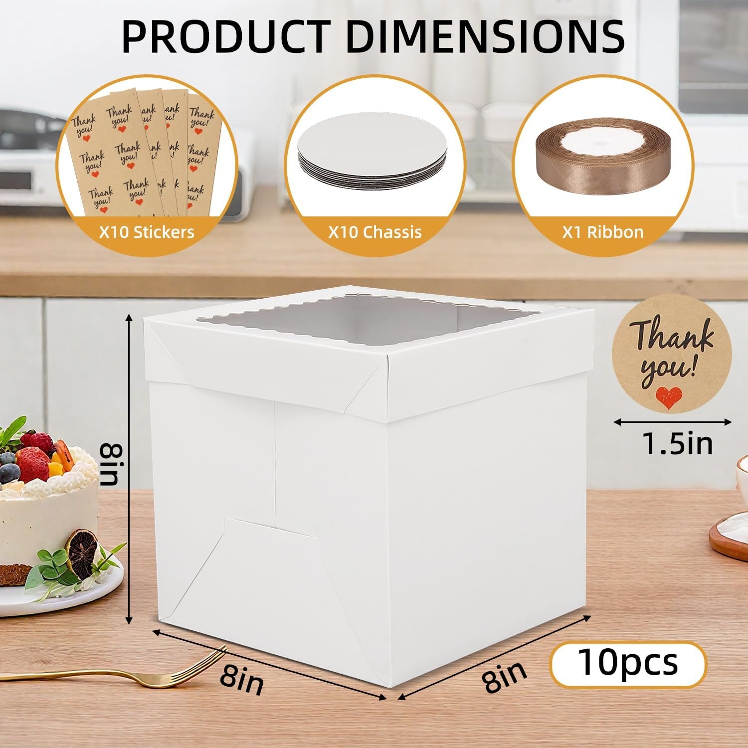 Großhandel 10er Pack Kuchenboxen, hohe Kuchenbox mit Fenster, 8x8x8 Zoll große Backboxen mit Aufkleber, Karton Kuchenbox für mehrlagige Kuchen, OEM Kuchen Dekorationsbedarf für Geschenkverpackungen Großhandel 10er Pack Kuchenboxen, hohe Kuchenbox mit Fenster, 8x8x8 Zoll große Backboxen mit Aufkleber, Karton Kuchenbox für mehrlagige Kuchen, OEM Kuchen Dekorationsbedarf für Geschenkverpackungen