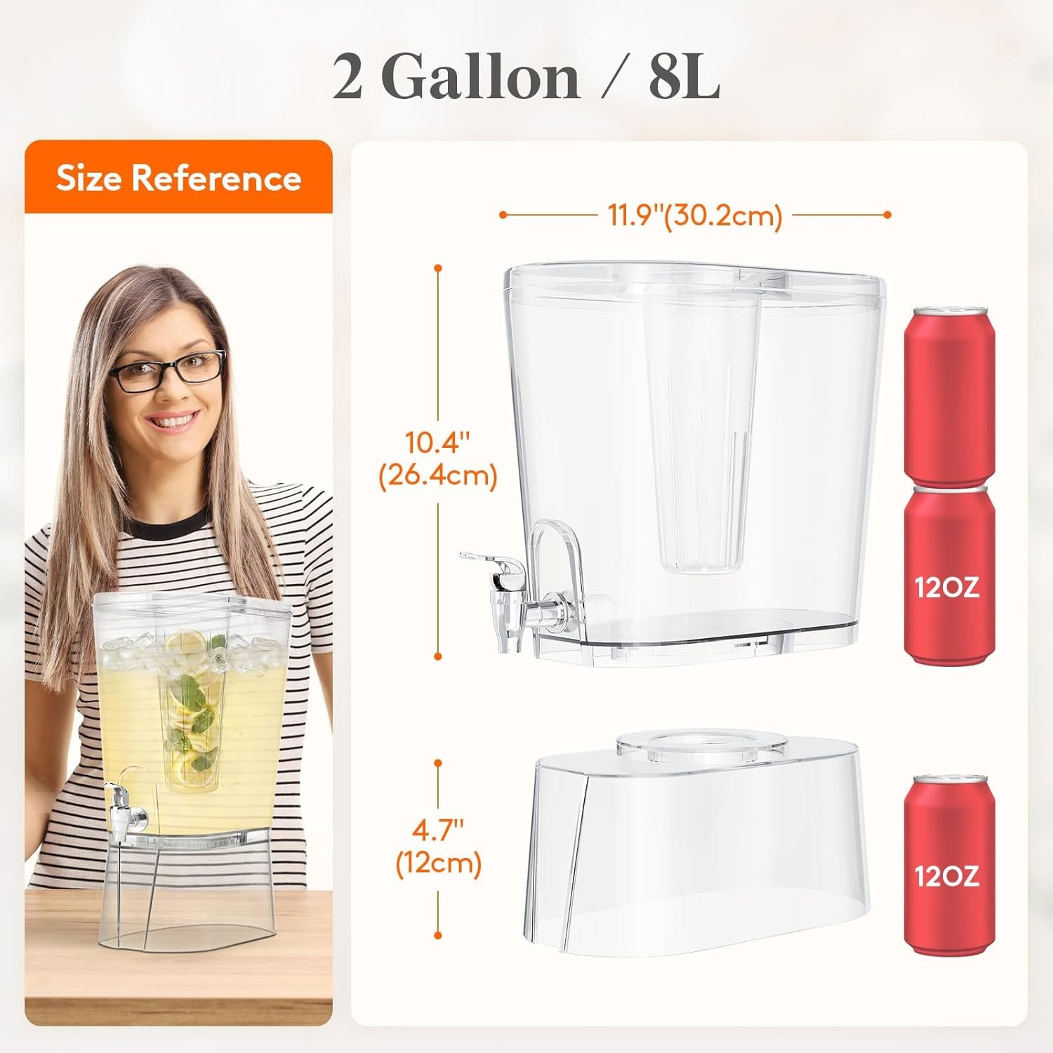 Großhandel großer Getränkespender 7,5 Liter für Partys, klarer Saft-Behälter mit Zapfhahn und Eisbehälter, BPA-freier Wasserkrug für Veranstaltungen, Hersteller für individuelle Logos, Bulk-Bestellungen möglich.