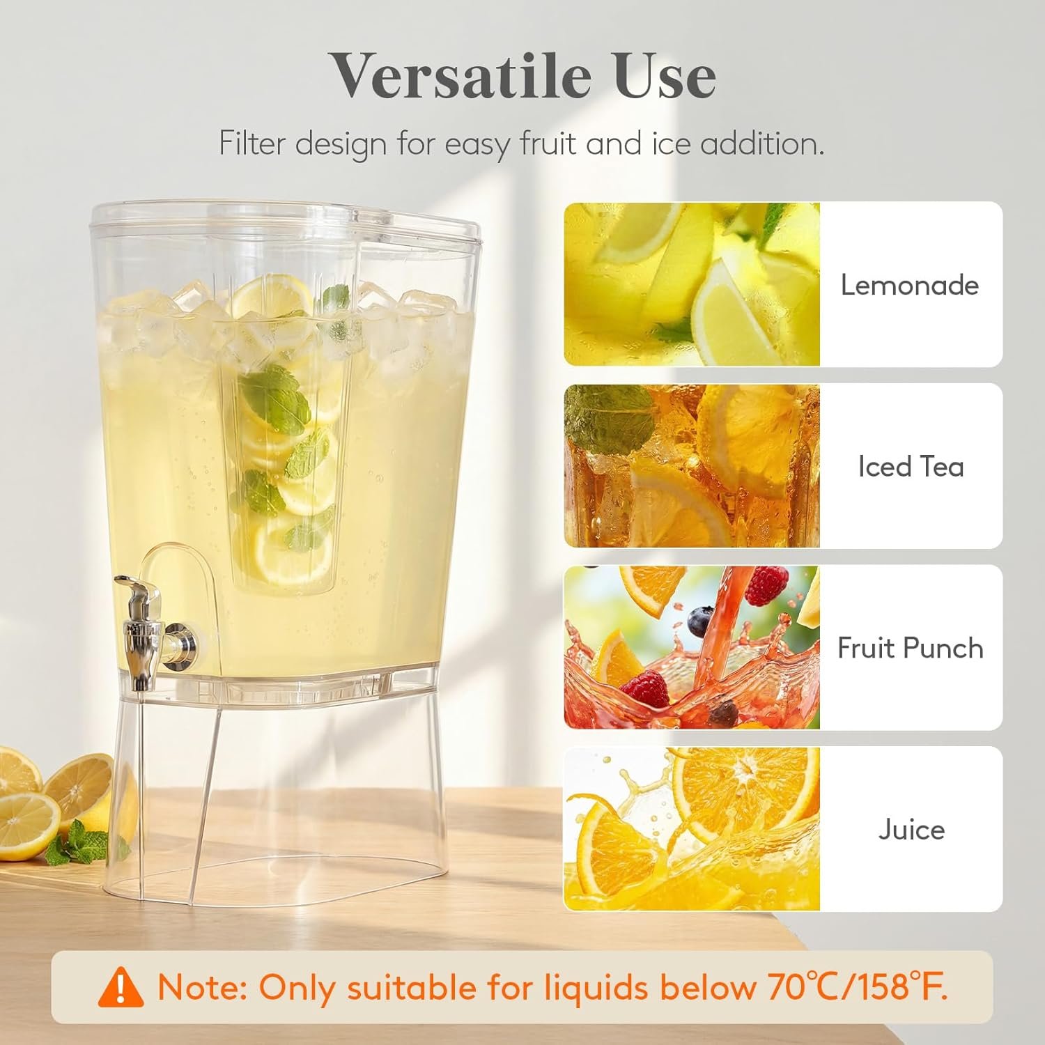 Großhandel großer Getränkespender 7,5 Liter für Partys, klarer Saft-Behälter mit Zapfhahn und Eisbehälter, BPA-freier Wasserkrug für Veranstaltungen, Hersteller für individuelle Logos, Bulk-Bestellungen möglich.