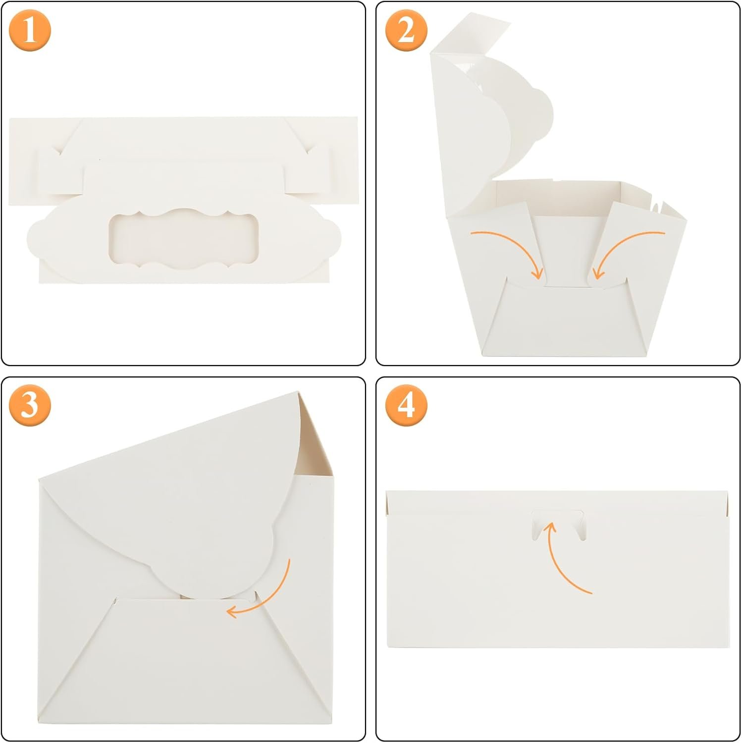 Großhandel 50 Stück 9x4x3,5 Zoll weiße Bäckereikisten mit Fenster, ideal für Rollkuchen, Süßigkeiten und Gebäck, Muffins und Donuts, individuelle Logooptionen vom Hersteller, Bulk-Verpackung erhältlich.