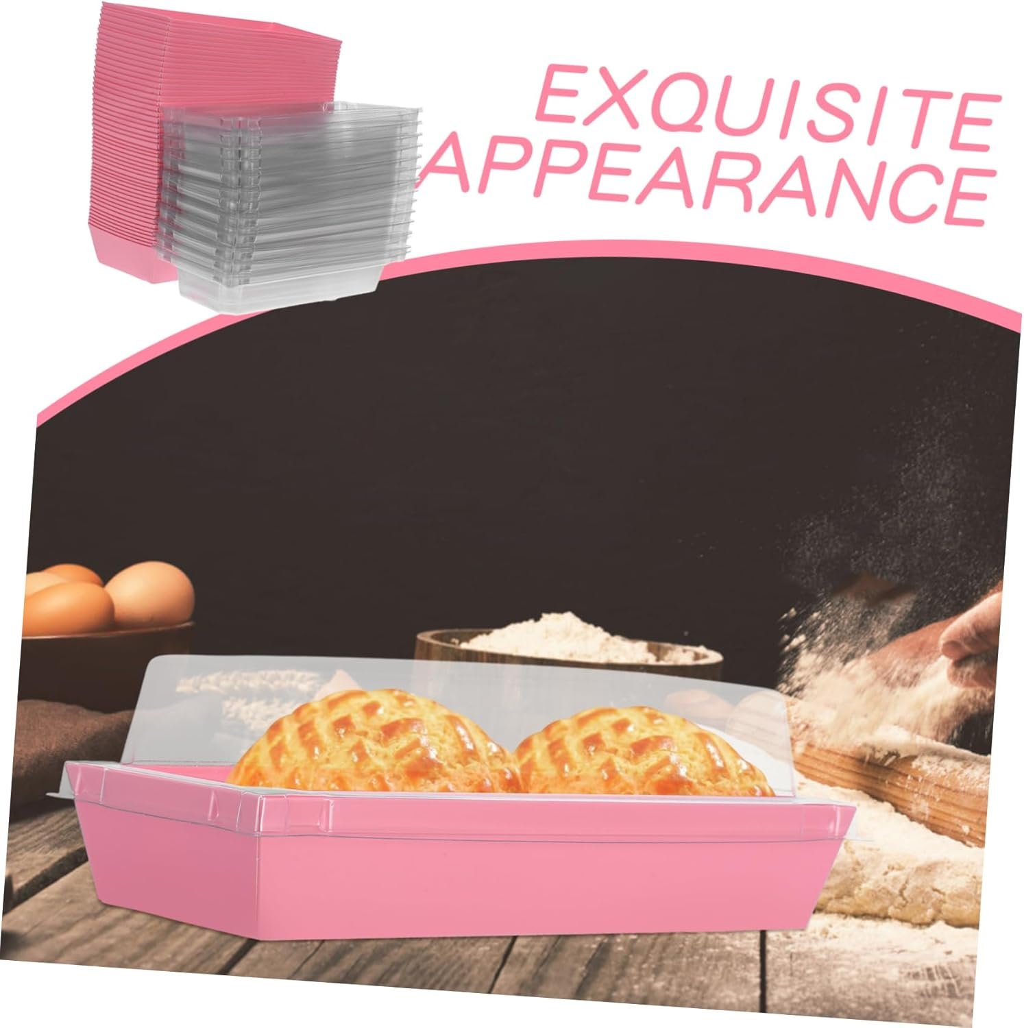 Großhandel 50 Stück rechteckige Lebensmittelaufbewahrungsboxen mit Deckeln aus klarem Kunststoff für Sandwiches, Gebäck und Sushi, ideal für Catering-Events und Meal Prep, Individuelles Logo vom Hersteller.