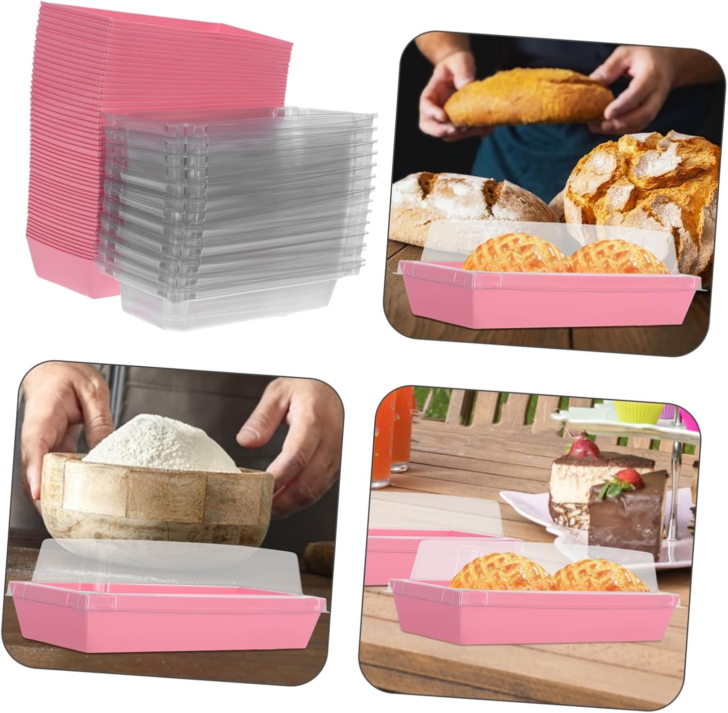 Großhandel 50 Stück rechteckige Lebensmittelaufbewahrungsboxen mit Deckeln aus klarem Kunststoff für Sandwiches, Gebäck und Sushi, ideal für Catering-Events und Meal Prep, Individuelles Logo vom Hersteller.