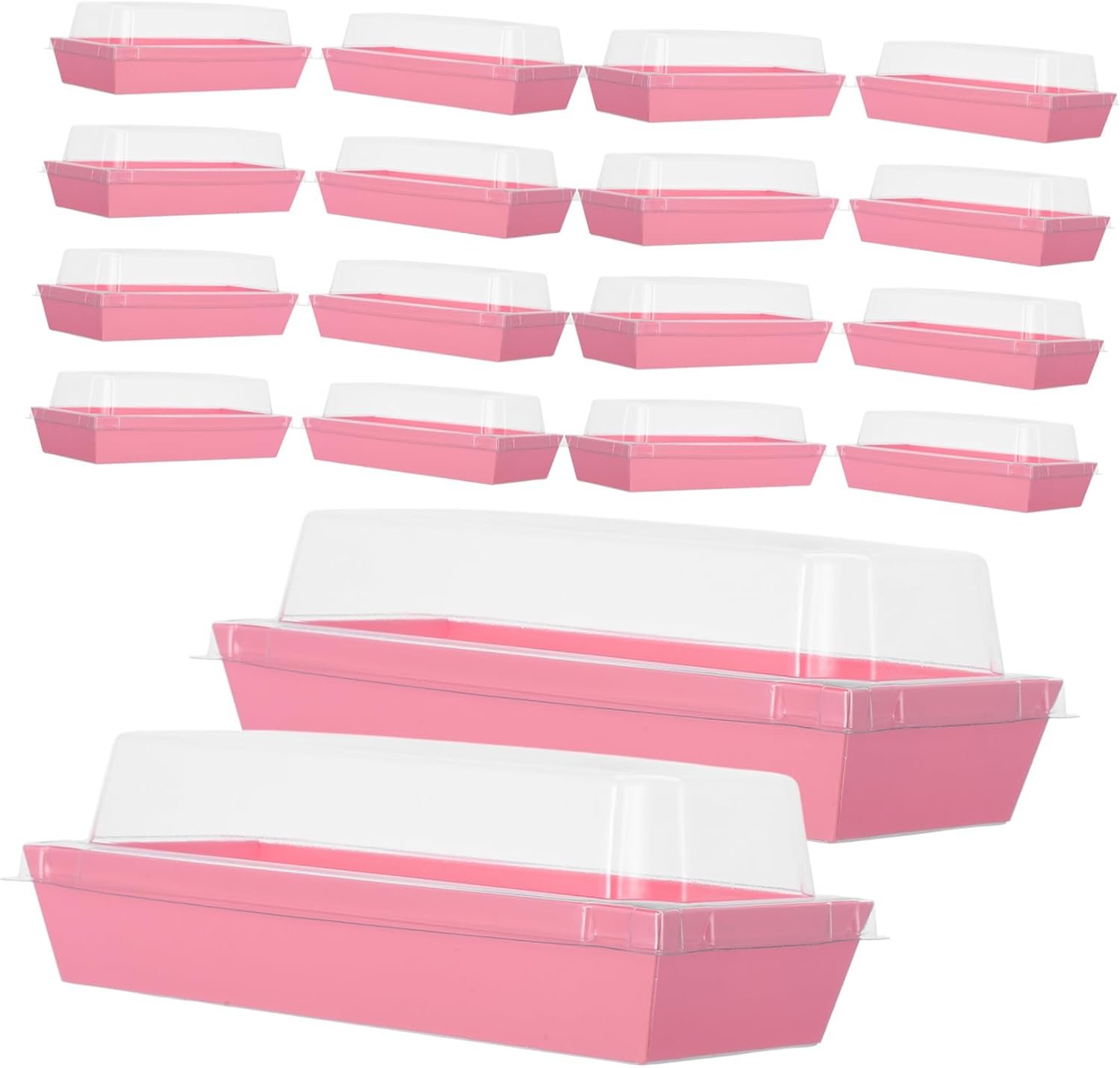 Großhandel 50 Stück rechteckige Lebensmittelaufbewahrungsboxen mit Deckeln aus klarem Kunststoff für Sandwiches, Gebäck und Sushi, ideal für Catering-Events und Meal Prep, Individuelles Logo vom Hersteller.