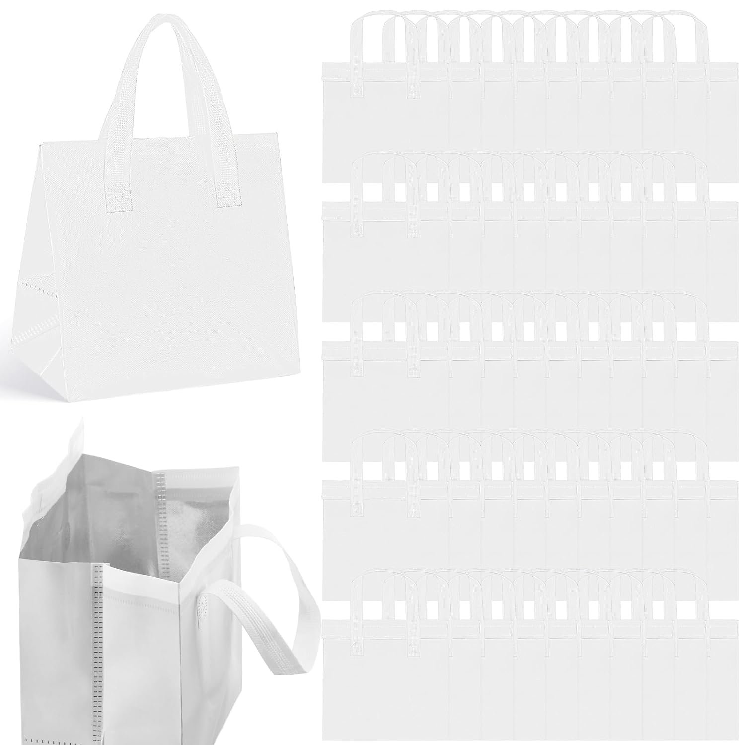 Großhandel Thermo-Isolierbeutel für Lebensmittel 50 Stück, individuell bedruckbare Take Away Taschen für Kaffee Milch Tee, heiße und kalte Speisen, 9,45x9,45x5,91 Zoll, Hersteller von hochwertigen Catering-Lösungen.