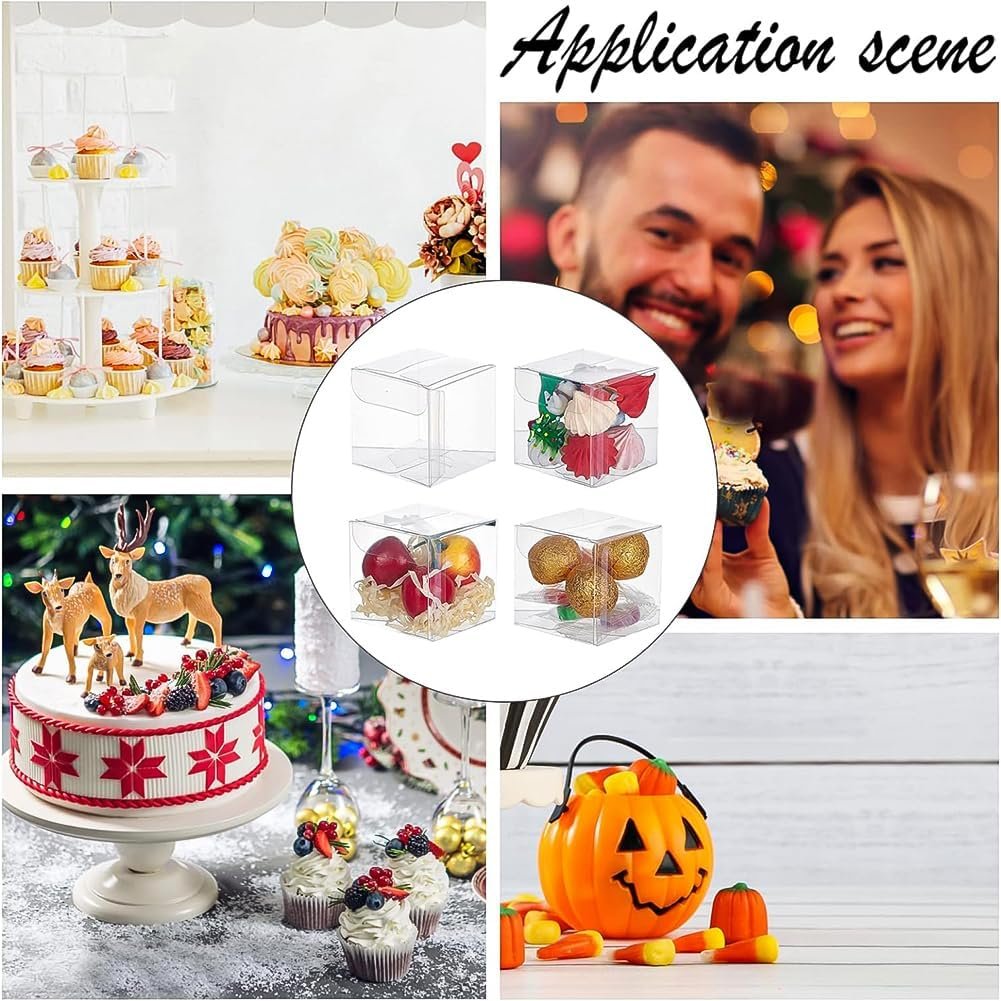 Großhandel 6er Pack klaren Kunststoff-Party-Favor-Boxen 3x3x3 Zoll, verwendet für Hochzeitsbonbons und Geburtstagsgeschenke, OEM individualisierbare Geschenkverpackungen für Halloween und Weihnachten, Lieferant von quadratischen Verpackungen in Großmenge