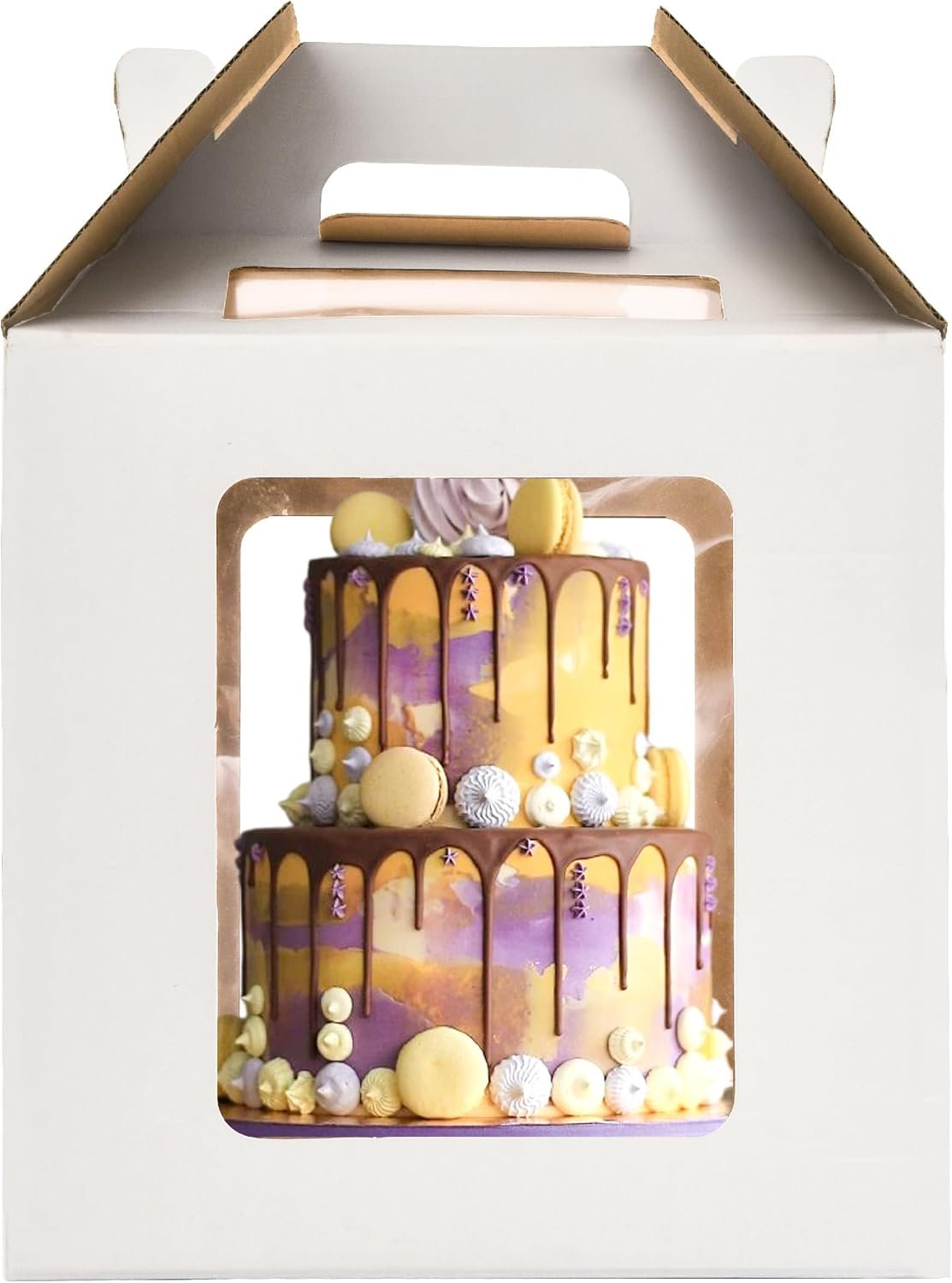 Großhandel 12x12x12 Zoll hohe Kuchenboxen mit Fenstern, langlebige weiße Backwarenbox, Hersteller von großen mehrstöckigen Kuchenboxen, individuelles Logo (1 Packung)