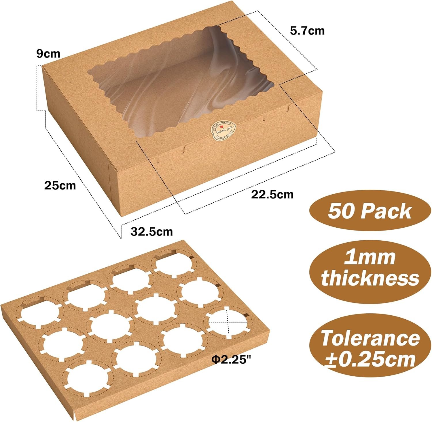 Großhandel 50 Stück Cupcake Boxen, 12er Cupcake Behälter mit Fenster, Braun Pastry Boxen mit Innentray und 50 Aufkleber für Desserts, Party, Geburtstag, Feiertag (12,8 x 9,84 x 3,54 Zoll) - Individuelles Logo, Hersteller für Ihre Eigenmarke. Großhandel 50 Stück Cupcake Boxen, 12er Cupcake Behälter mit Fenster, Braun Pastry Boxen mit Innentray und 50 Aufkleber für Desserts, Party, Geburtstag, Feiertag (12,8 x 9,84 x 3,54 Zoll) - Individuelles Logo, Hersteller für Ihre Eigenmarke.