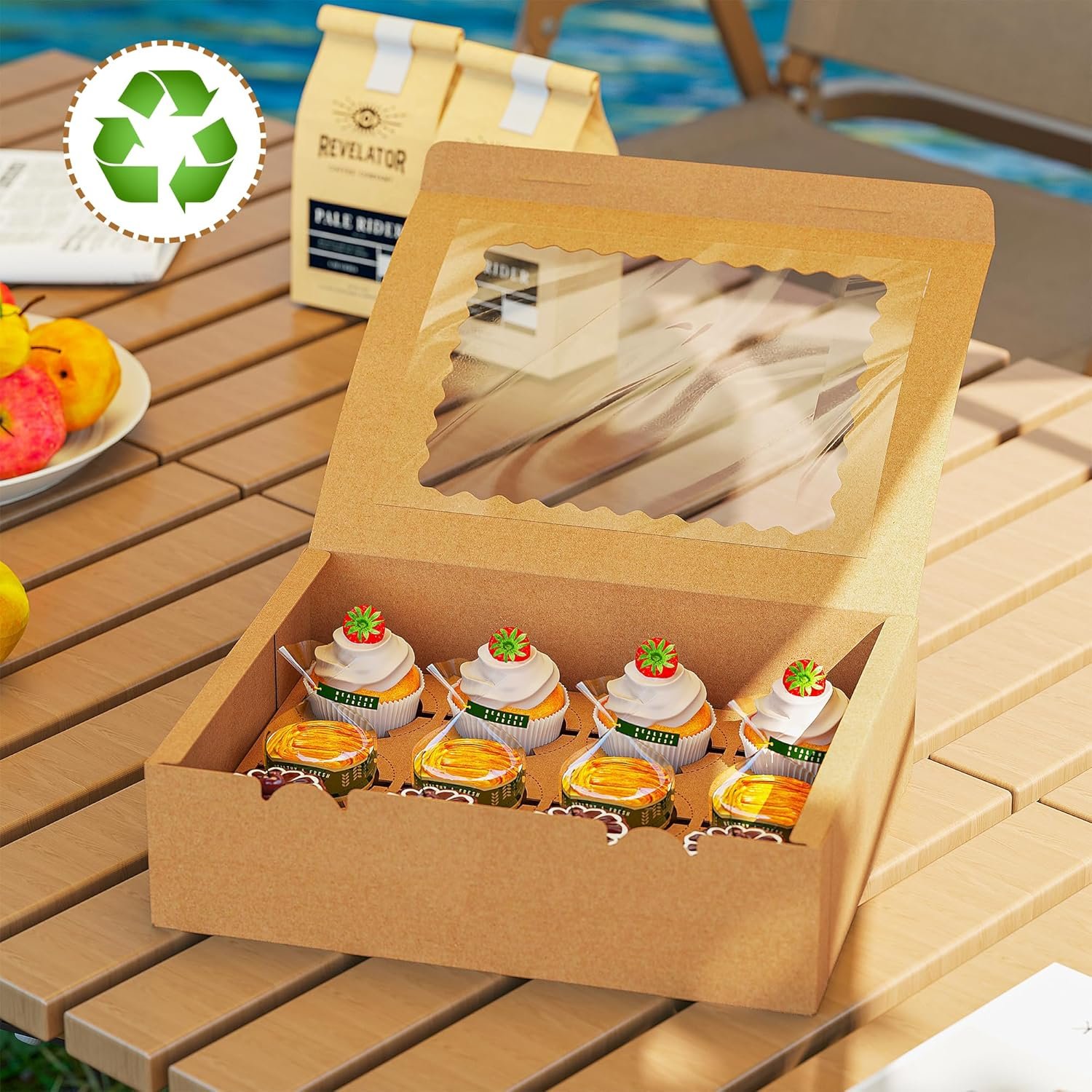 Großhandel 50 Stück Cupcake Boxen, 12er Cupcake Behälter mit Fenster, Braun Pastry Boxen mit Innentray und 50 Aufkleber für Desserts, Party, Geburtstag, Feiertag (12,8 x 9,84 x 3,54 Zoll) - Individuelles Logo, Hersteller für Ihre Eigenmarke. Großhandel 50 Stück Cupcake Boxen, 12er Cupcake Behälter mit Fenster, Braun Pastry Boxen mit Innentray und 50 Aufkleber für Desserts, Party, Geburtstag, Feiertag (12,8 x 9,84 x 3,54 Zoll) - Individuelles Logo, Hersteller für Ihre Eigenmarke.