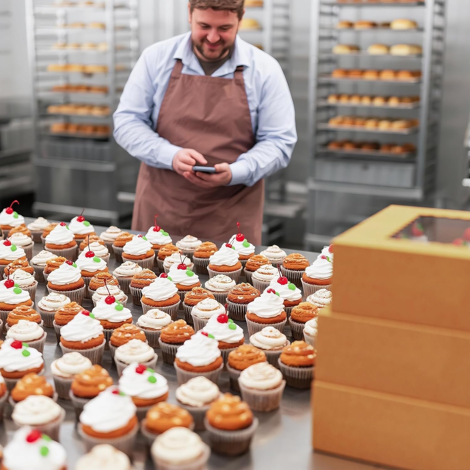 Großhandel 50 Stück Cupcake Boxen, 12er Cupcake Behälter mit Fenster, Braun Pastry Boxen mit Innentray und 50 Aufkleber für Desserts, Party, Geburtstag, Feiertag (12,8 x 9,84 x 3,54 Zoll) - Individuelles Logo, Hersteller für Ihre Eigenmarke. Großhandel 50 Stück Cupcake Boxen, 12er Cupcake Behälter mit Fenster, Braun Pastry Boxen mit Innentray und 50 Aufkleber für Desserts, Party, Geburtstag, Feiertag (12,8 x 9,84 x 3,54 Zoll) - Individuelles Logo, Hersteller für Ihre Eigenmarke.