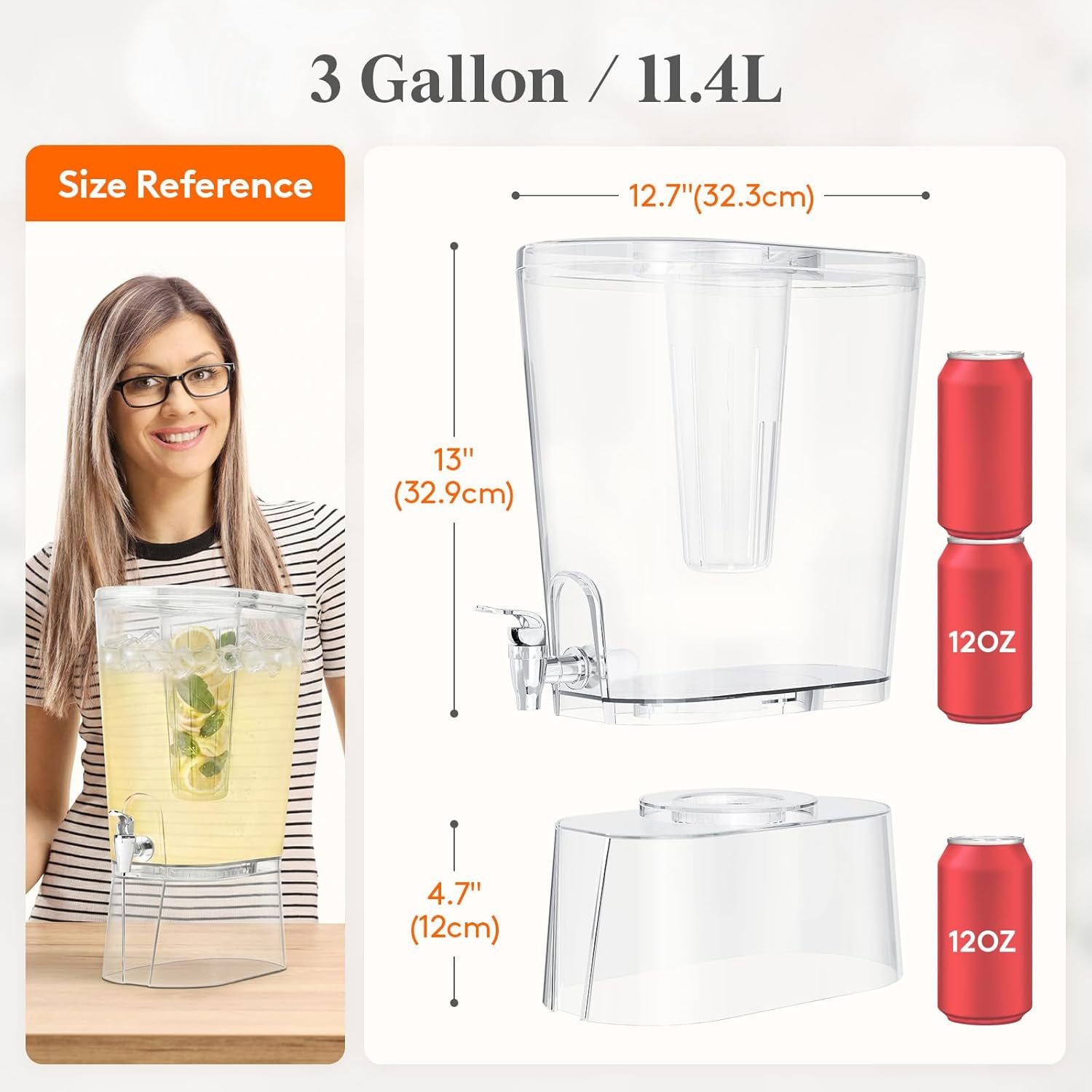 Großhandel großer 3 Gallonen Getränkespender für Partys, klarer Getränkebehälter mit Zapfhahn, BPA-frei, ideal für Saft, Tee oder Limonade, ermöglicht individuelles Logo, vom Hersteller geliefert, inklusive Ständer und Eisbehälter, auch für Bulk-Bestellungen geeignet.