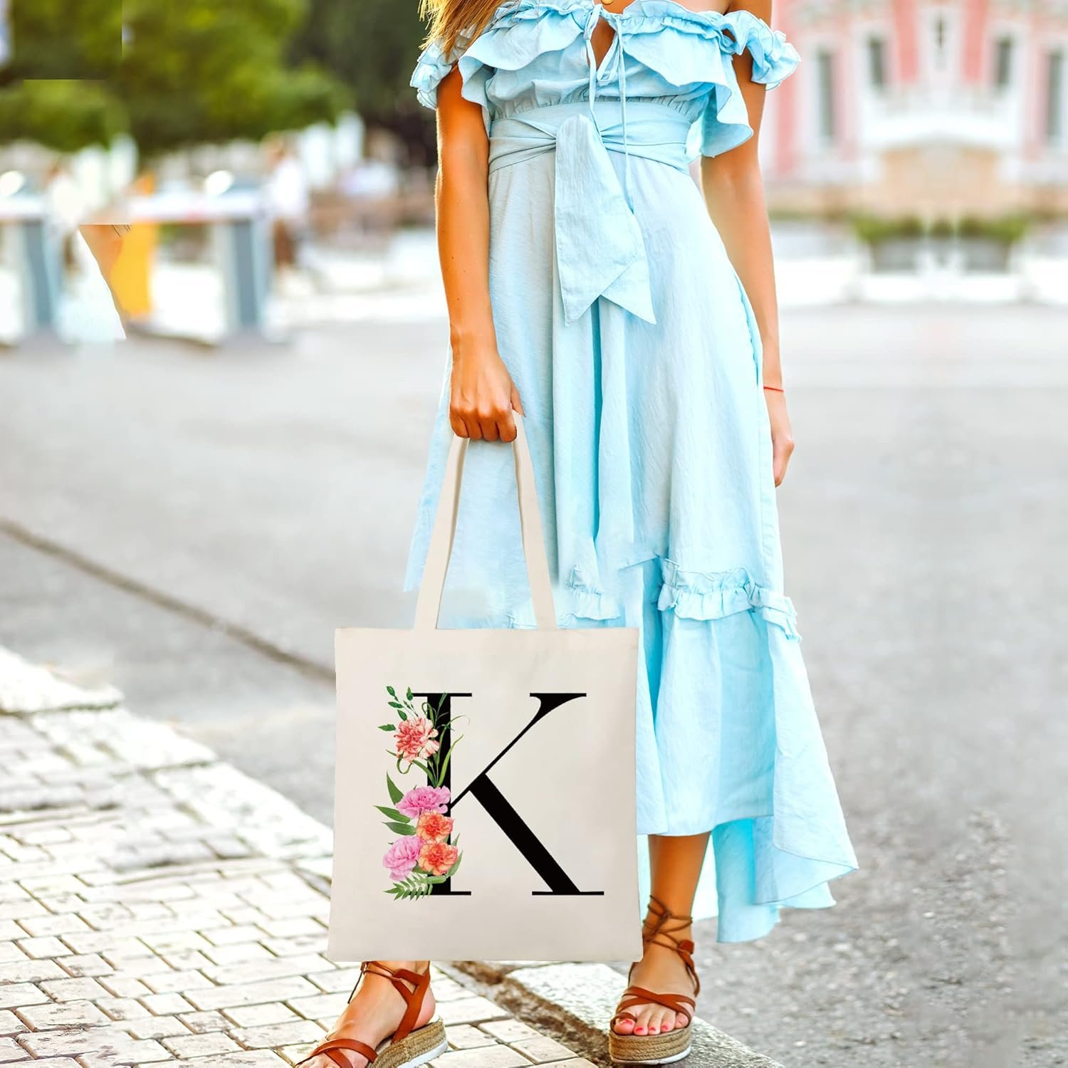 Großhandel Personalisiertes Canvas-Taschen mit Buchstaben-Initialen für Muttertag, Hochzeitsbräute und Geburtstage vom Hersteller in Großmenge verschenken