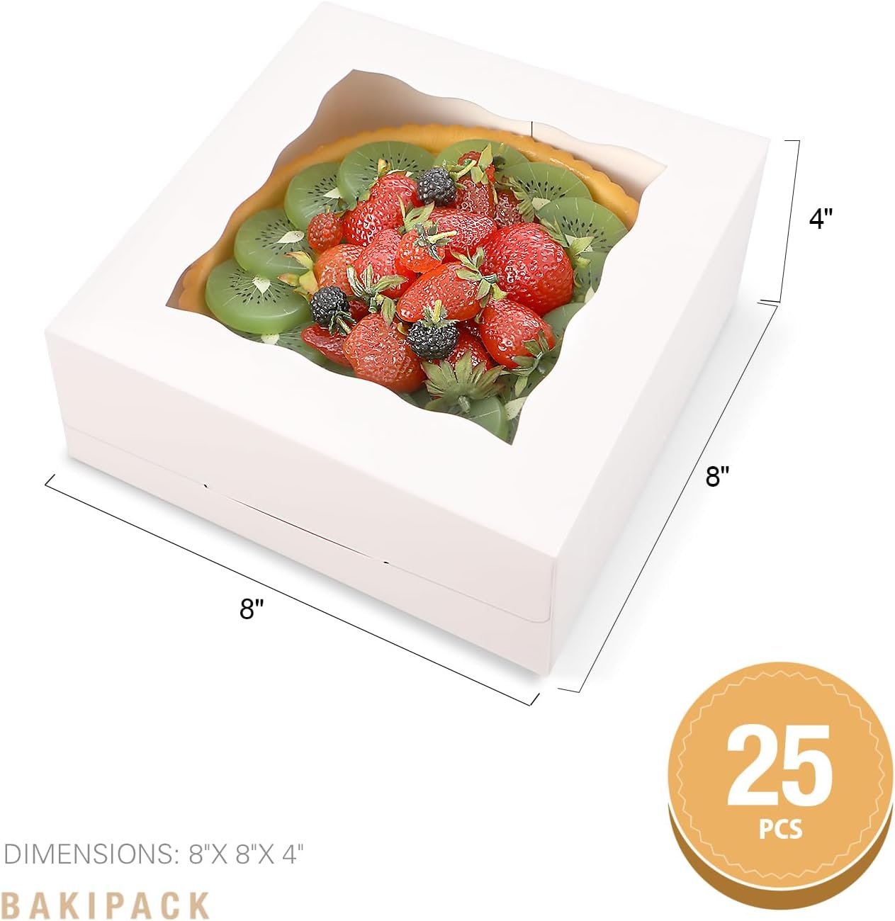 Großhandel 25 weiße Bäckereikartons mit Fenster, 8x8x4 Zoll Kuchenboxen für Gebäck, Muffins, Kuchen - Individuelles Logo vom Hersteller erhältlich Großhandel 25 weiße Bäckereikartons mit Fenster, 8x8x4 Zoll Kuchenboxen für Gebäck, Muffins, Kuchen - Individuelles Logo vom Hersteller erhältlich