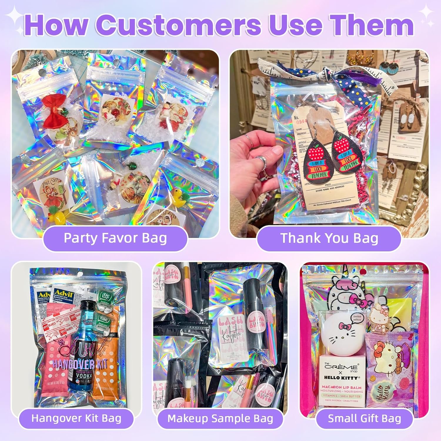 Großhandel Resealable Mylar Taschen 5x7, individuelle Logo Optionen, Hersteller von geruchsneutralen Beuteln für Süßigkeiten, Schmuck und Party-Goodies, Bulk Verpackungslösungen für kleine Unternehmen.