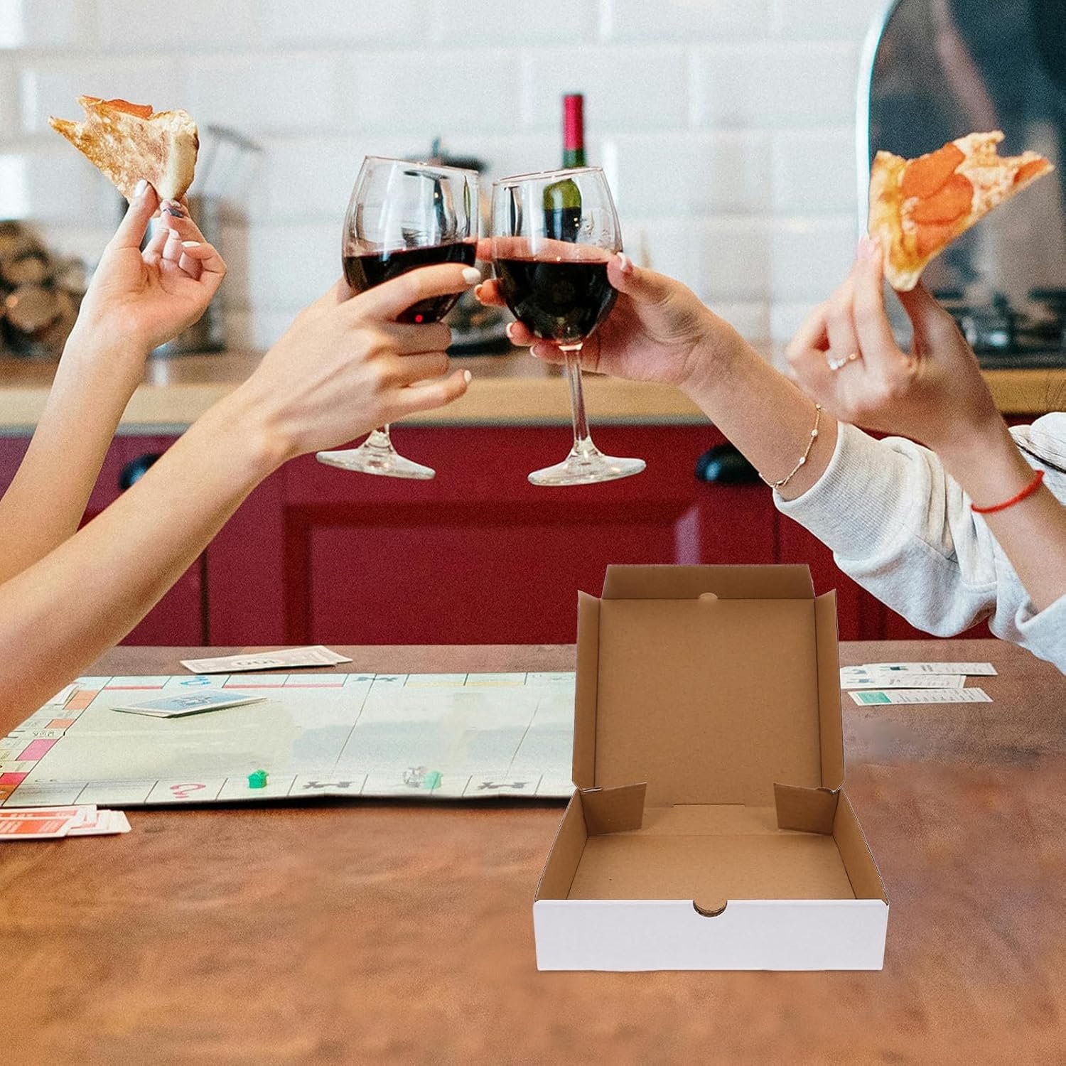 Großhandel 30 Stück weiße Wellpappe Pizza-Boxen 6 Zoll kleine faltbare Takeout Lebensmittelaufbewahrungsbehälter für Pizza, Gebäck, Cookies mit individuellem Logo vom Hersteller
