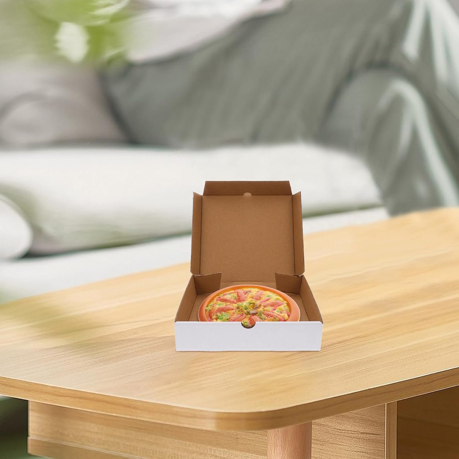 Großhandel 30 Stück weiße Wellpappe Pizza-Boxen 6 Zoll kleine faltbare Takeout Lebensmittelaufbewahrungsbehälter für Pizza, Gebäck, Cookies mit individuellem Logo vom Hersteller