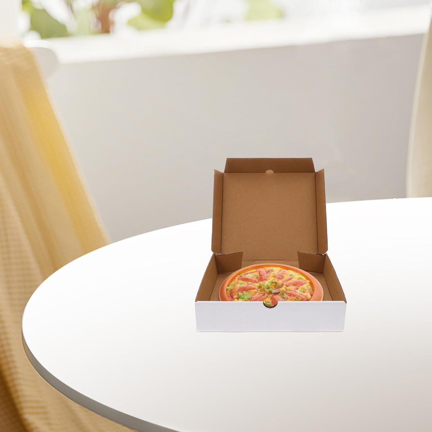 Großhandel 30 Stück weiße Wellpappe Pizza-Boxen 6 Zoll kleine faltbare Takeout Lebensmittelaufbewahrungsbehälter für Pizza, Gebäck, Cookies mit individuellem Logo vom Hersteller