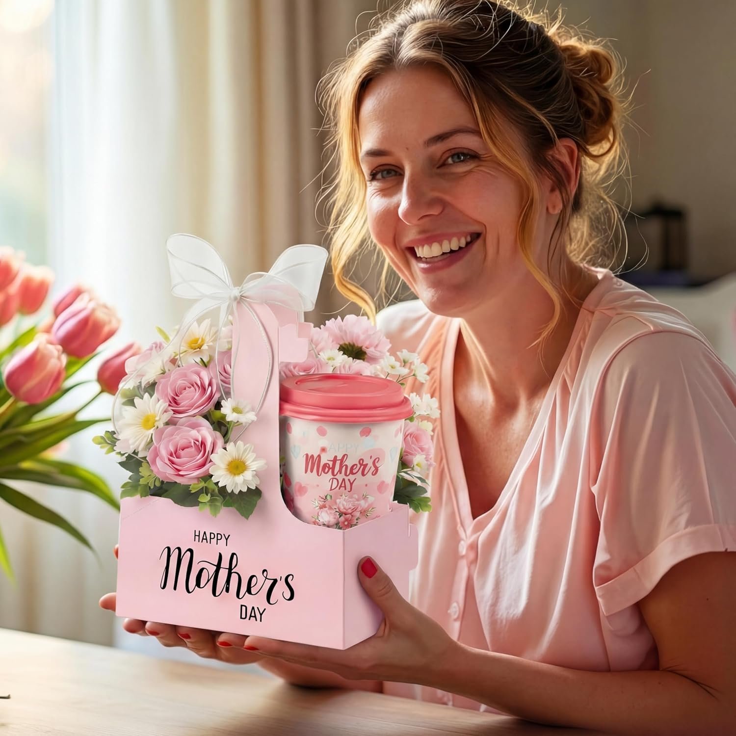 Großhandel 24er Pack 2-Tassen-Getränke-Träger mit Henkel für den Muttertag, bedruckbarer Pappbecher-Träger für heiße und kalte Getränke, individuelle Logo-Optionen, ideal für Essenslieferungen und als To-Go-Kaffeebecherhalter.