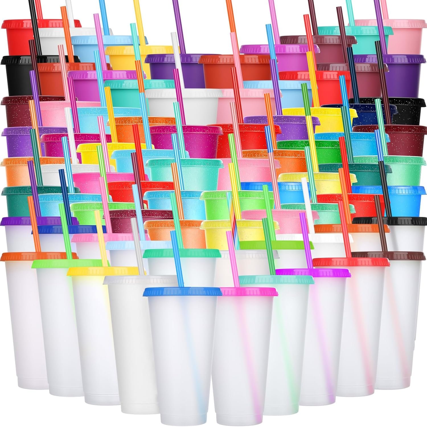 Großhandel 100 Stück Tumbler mit Strohhalm und Deckel in gemischten Farben, 24-27 oz Mehrweg-Kaffeebecher für Geburtstagsfeiern, Iced Coffee Reisebecher, OEM und individuelles Logo verfügbar, Hersteller für Bulk-Artikel
