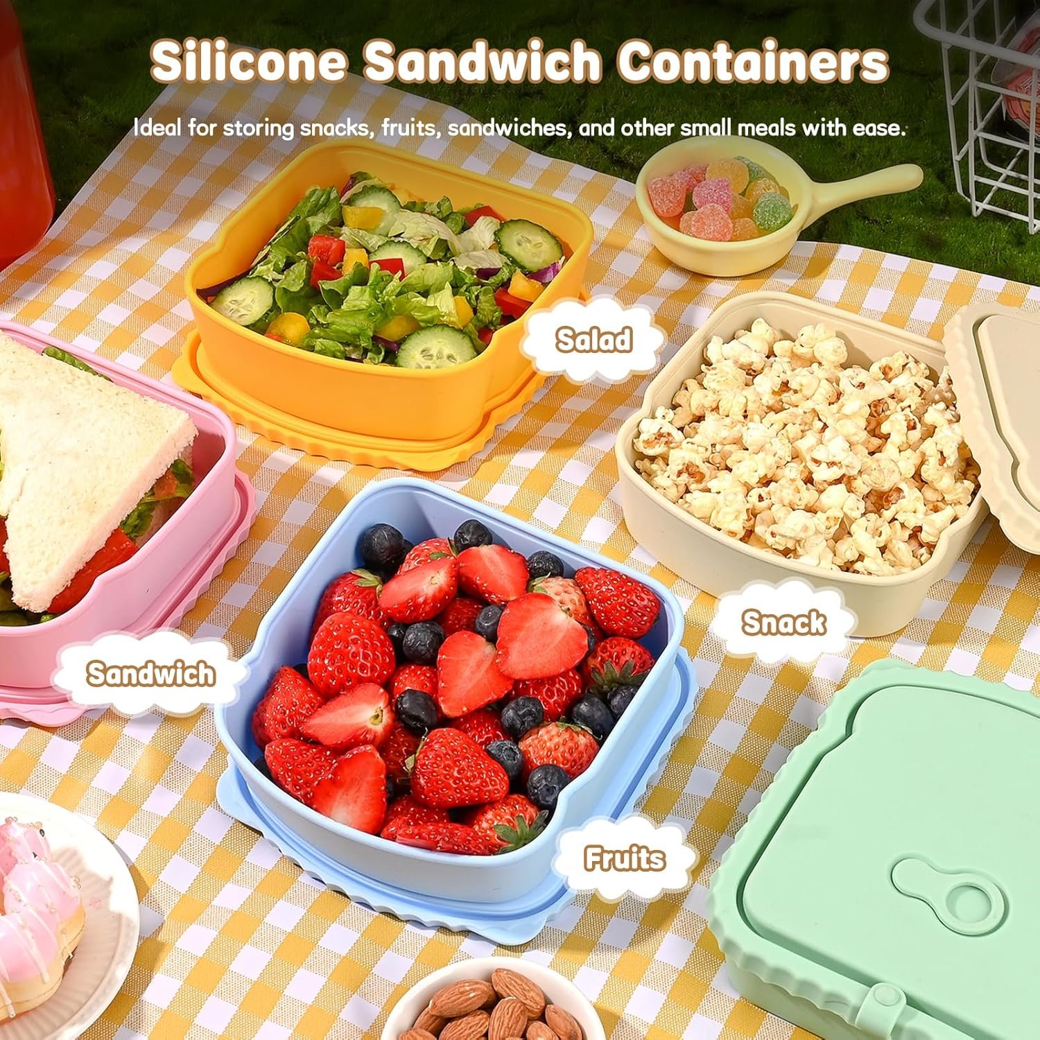 Großhandel 4er Set Sandwichbehälter, wiederverwendbare Sandwich-Box in Toastform mit luftdichten Deckeln, BPA-frei, spülmaschinenfest, Hersteller von Lebensmittelaufbewahrungsbehältern für Snacks und Obst, individuelles Logo.