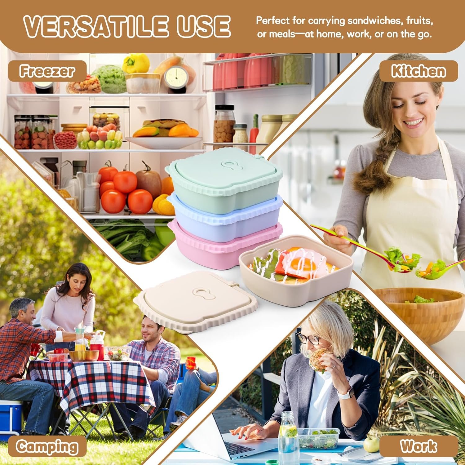 Großhandel 4er Set Sandwichbehälter, wiederverwendbare Sandwich-Box in Toastform mit luftdichten Deckeln, BPA-frei, spülmaschinenfest, Hersteller von Lebensmittelaufbewahrungsbehältern für Snacks und Obst, individuelles Logo.