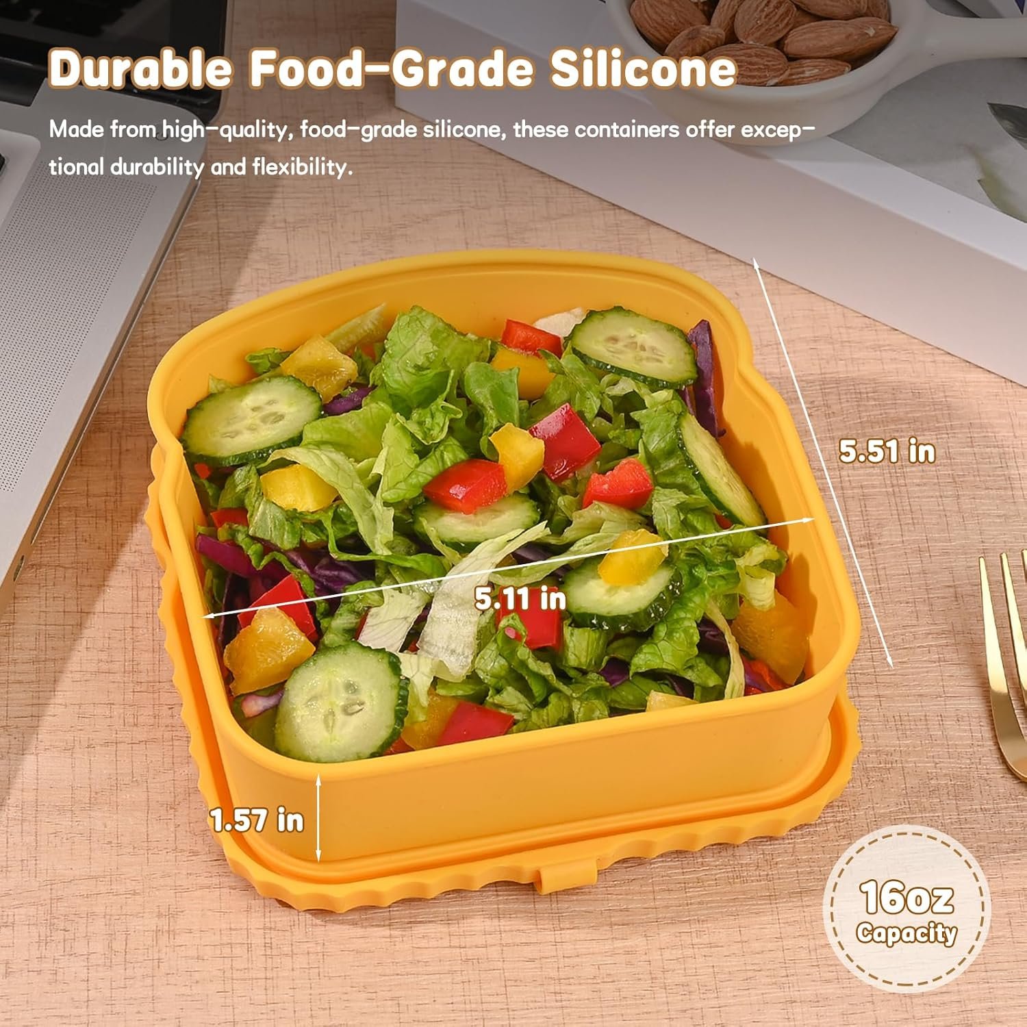 Großhandel 4er Set Sandwichbehälter, wiederverwendbare Sandwich-Box in Toastform mit luftdichten Deckeln, BPA-frei, spülmaschinenfest, Hersteller von Lebensmittelaufbewahrungsbehältern für Snacks und Obst, individuelles Logo.