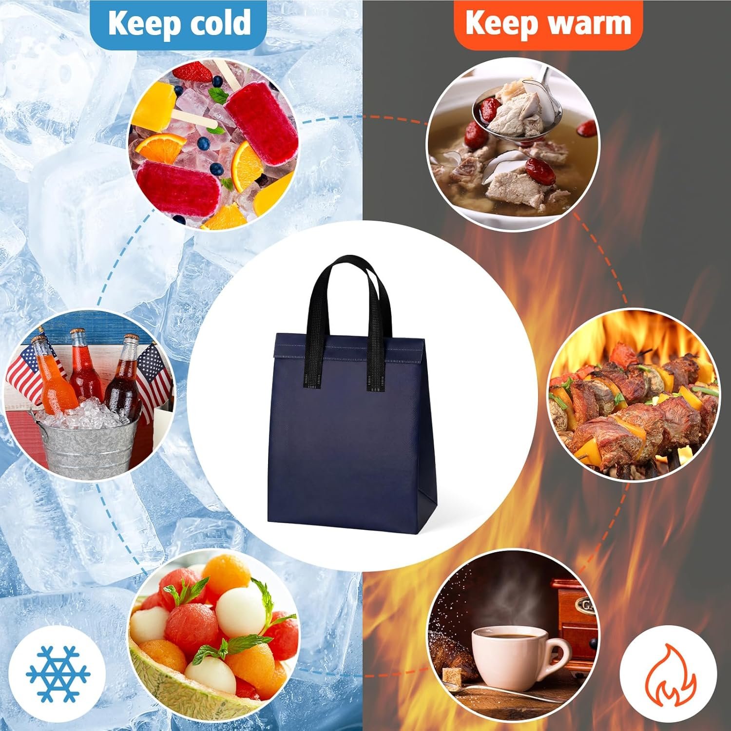 Großhandel 50 Stück isolierte Taschen für Lebensmittelzustellung 10 x 8 x 4 Zoll thermische Take Away Taschen für heiße und kalte Speisen Catering Restaurant Eigenmarke für Kaffee Milch Tee frische Meeresfrüchte Hersteller