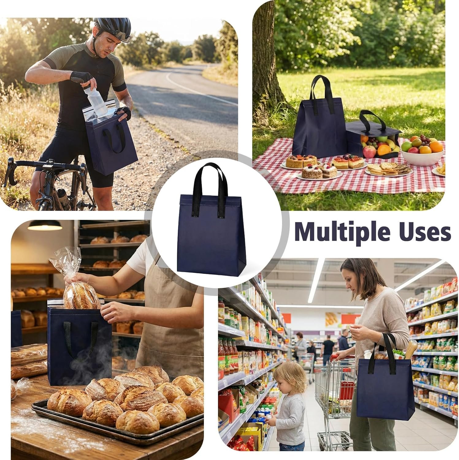 Großhandel 50 Stück isolierte Taschen für Lebensmittelzustellung 10 x 8 x 4 Zoll thermische Take Away Taschen für heiße und kalte Speisen Catering Restaurant Eigenmarke für Kaffee Milch Tee frische Meeresfrüchte Hersteller