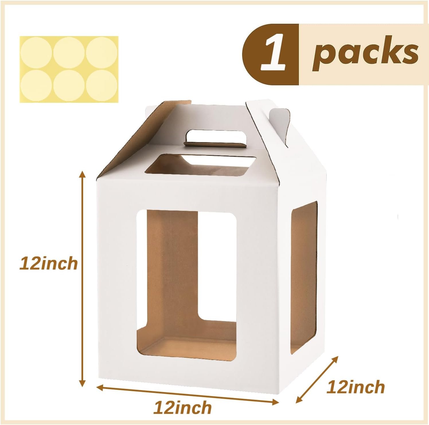 Großhandel hohe Kuchenboxen 6 Fenster mit Griff, 12x12x12 Kuchenbehälter für mehrstöckige Kuchen, große quadratische Take-Out Transportbehälter ideal für 10