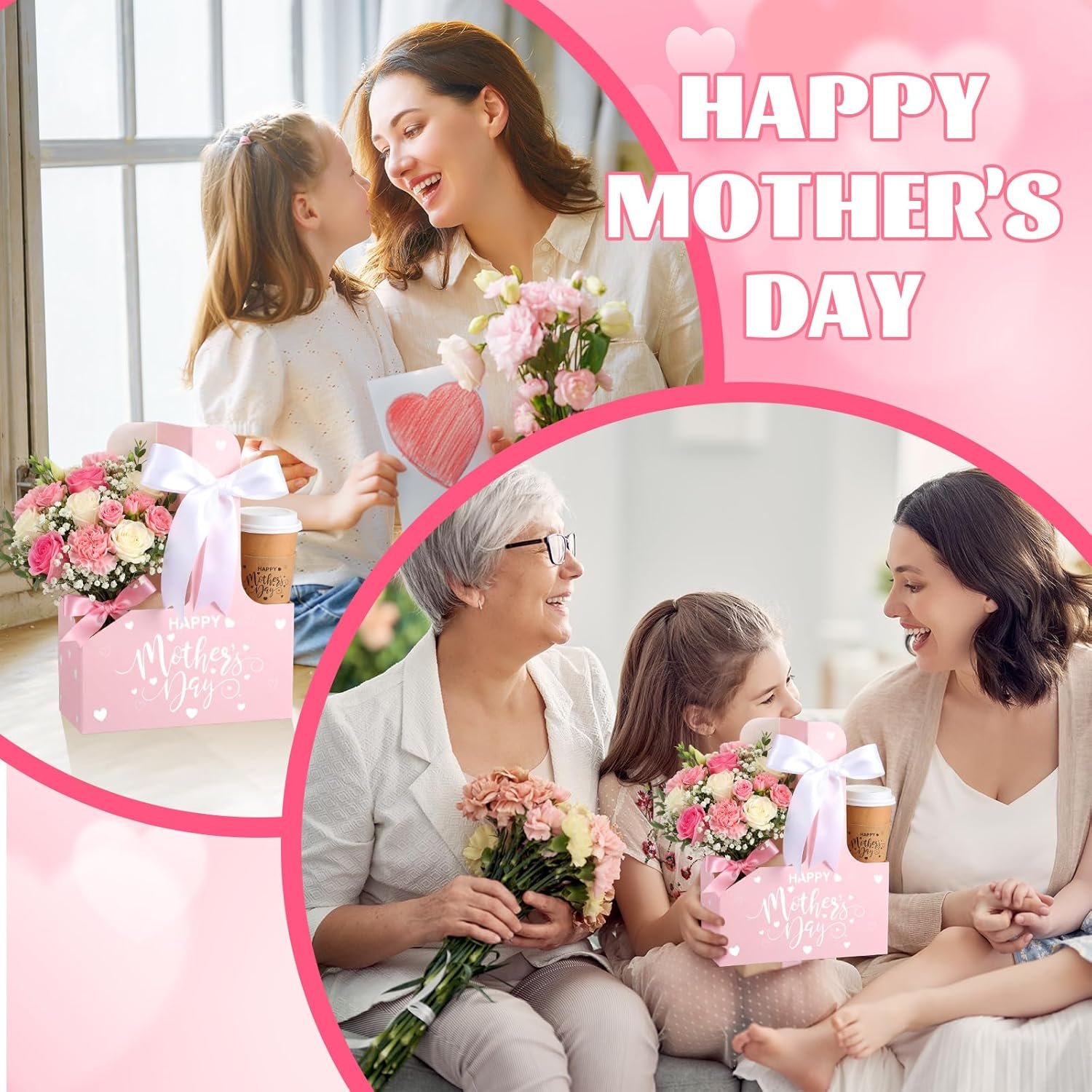 Großhandel 36 Set 2-Tassen Einweg-Getränketräger mit Griff, Kraftpapier Kaffeebecherhalter für Feiertage, individuelles Logo für Valentinstag, Muttertag, Lehrer-Tag, Appreciation Geschenke von Hersteller.