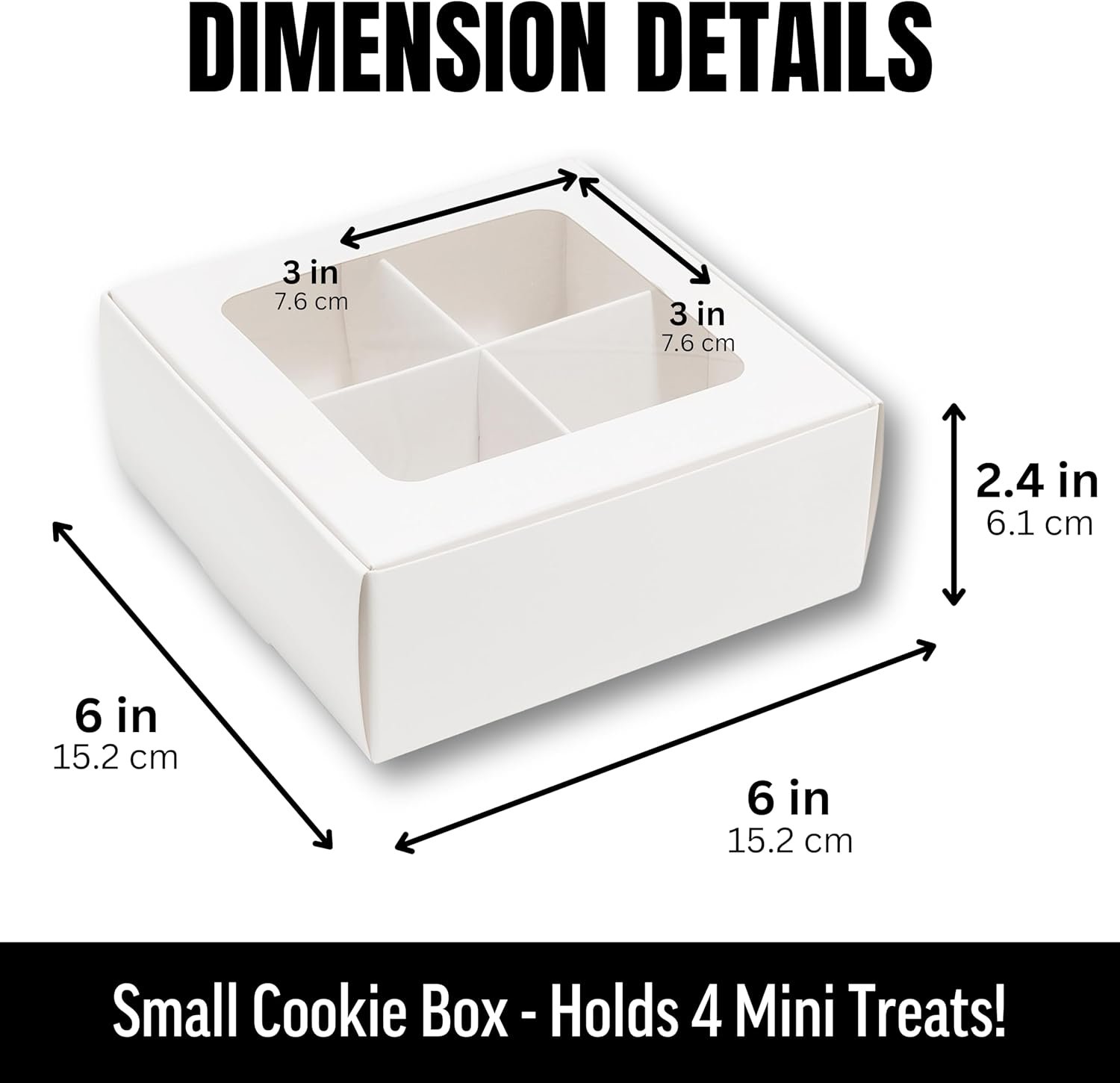 Großhandel 100 Stück weiße Mini-Cookie-Boxen für 4 Leckereien mit Fenster und Trennwänden, quadratische Backboxen 6 x 6 x 2,4 Zoll, individuelle Logo-Dekoration für Geschenkverpackungen, OEM Hersteller, Bulk-Angebot Großhandel 100 Stück weiße Mini-Cookie-Boxen für 4 Leckereien mit Fenster und Trennwänden, quadratische Backboxen 6 x 6 x 2,4 Zoll, individuelle Logo-Dekoration für Geschenkverpackungen, OEM Hersteller, Bulk-Angebot