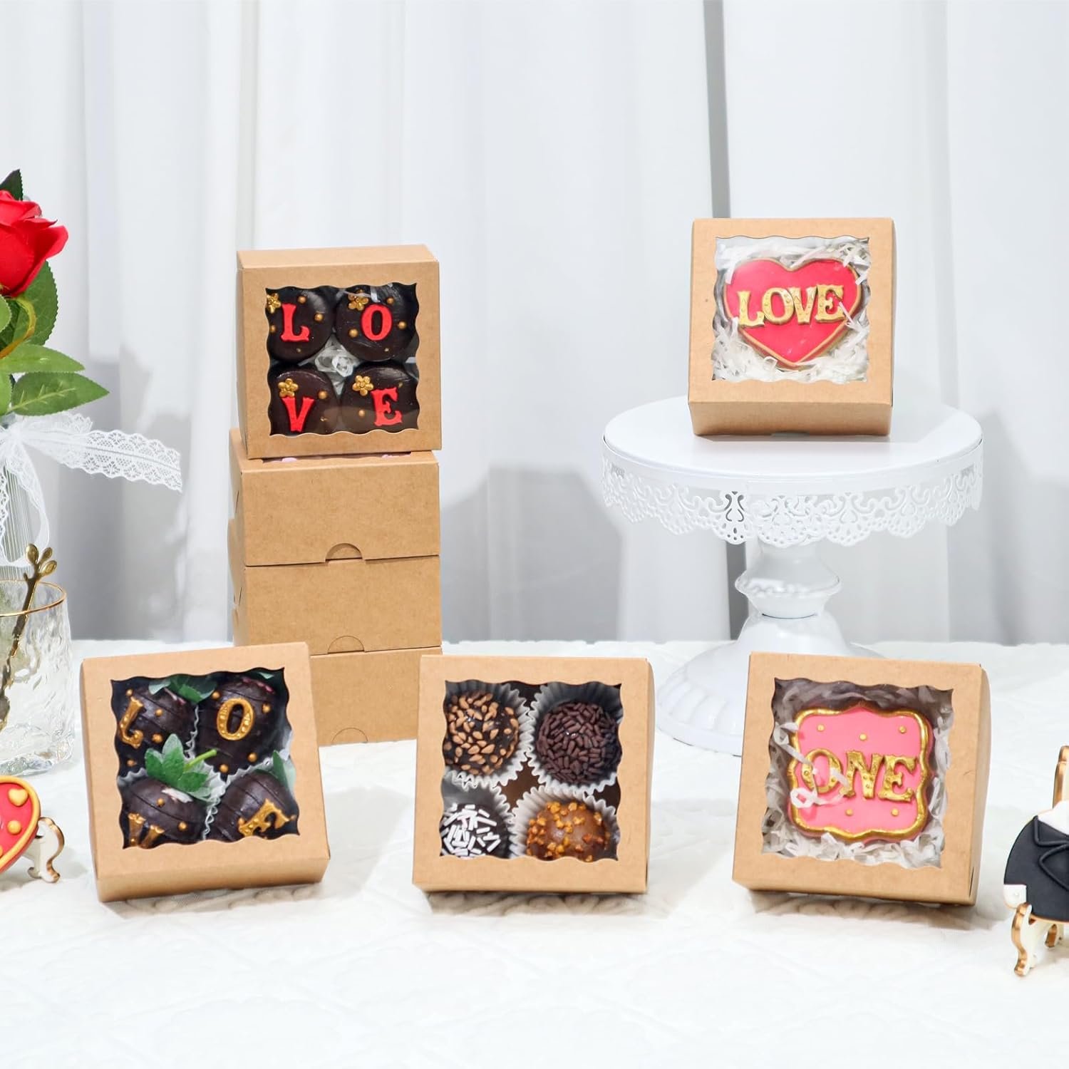 Großhandel 40 Stück Bäckerei-Boxen 4x4x2 Zoll für Cookies, Mini Bundt-Kuchen, Pie, Zimtschnecken, Pralinen – Individuelles Logo für Hochzeits- und Partygäste von zuverlässigen Herstellern.