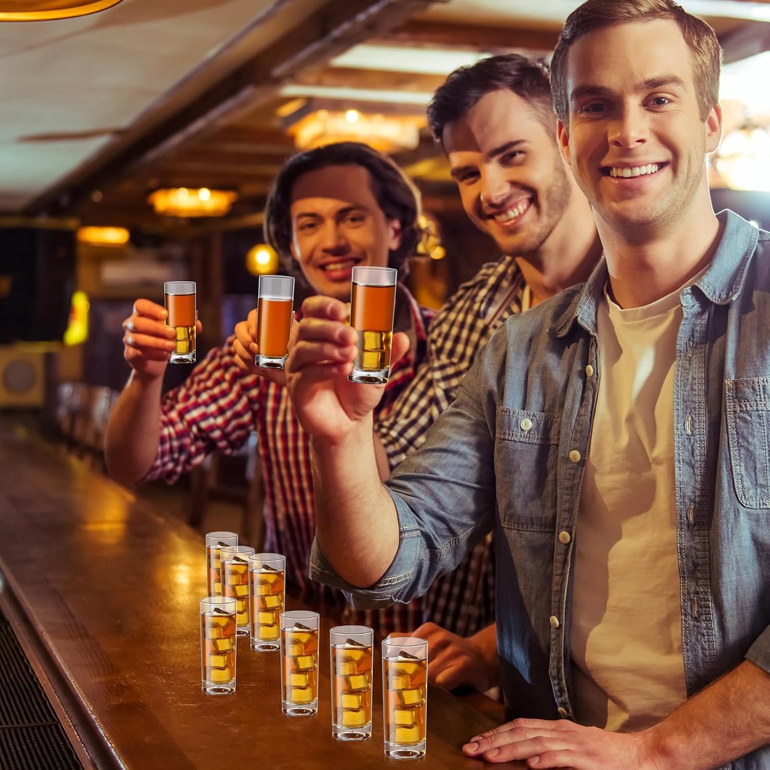 Großhandel 100 Stück Shotgläser Set 2,2 oz Mini Schnapsgläser Bulk, unzerbrechliches klares Plastik mit individueller Logo-Anpassung, Hochzeits- und Geburtstagsgeschenk für Gäste. Hersteller von Plastikeinweggläsern.