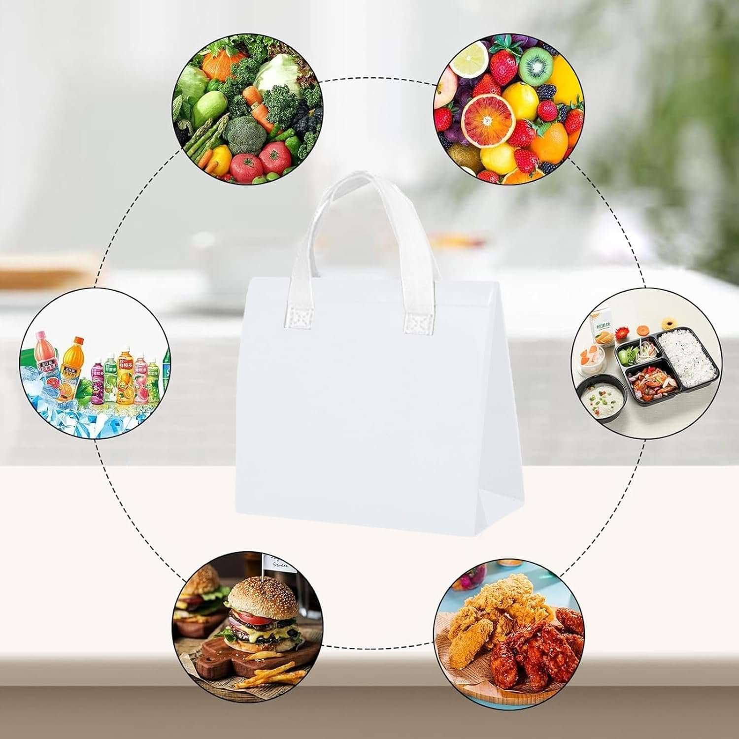 Großhandel 25 Stück isolierte Take Away Taschen - 6 x 9,5 x 10 Zoll thermische Take-Out-Taschen - OEM für heiße und kalte Speisen, Disposable Food Delivery (weiß) Großhandel 25 Stück isolierte Take Away Taschen - 6 x 9,5 x 10 Zoll thermische Take-Out-Taschen - OEM für heiße und kalte Speisen, Disposable Food Delivery (weiß)