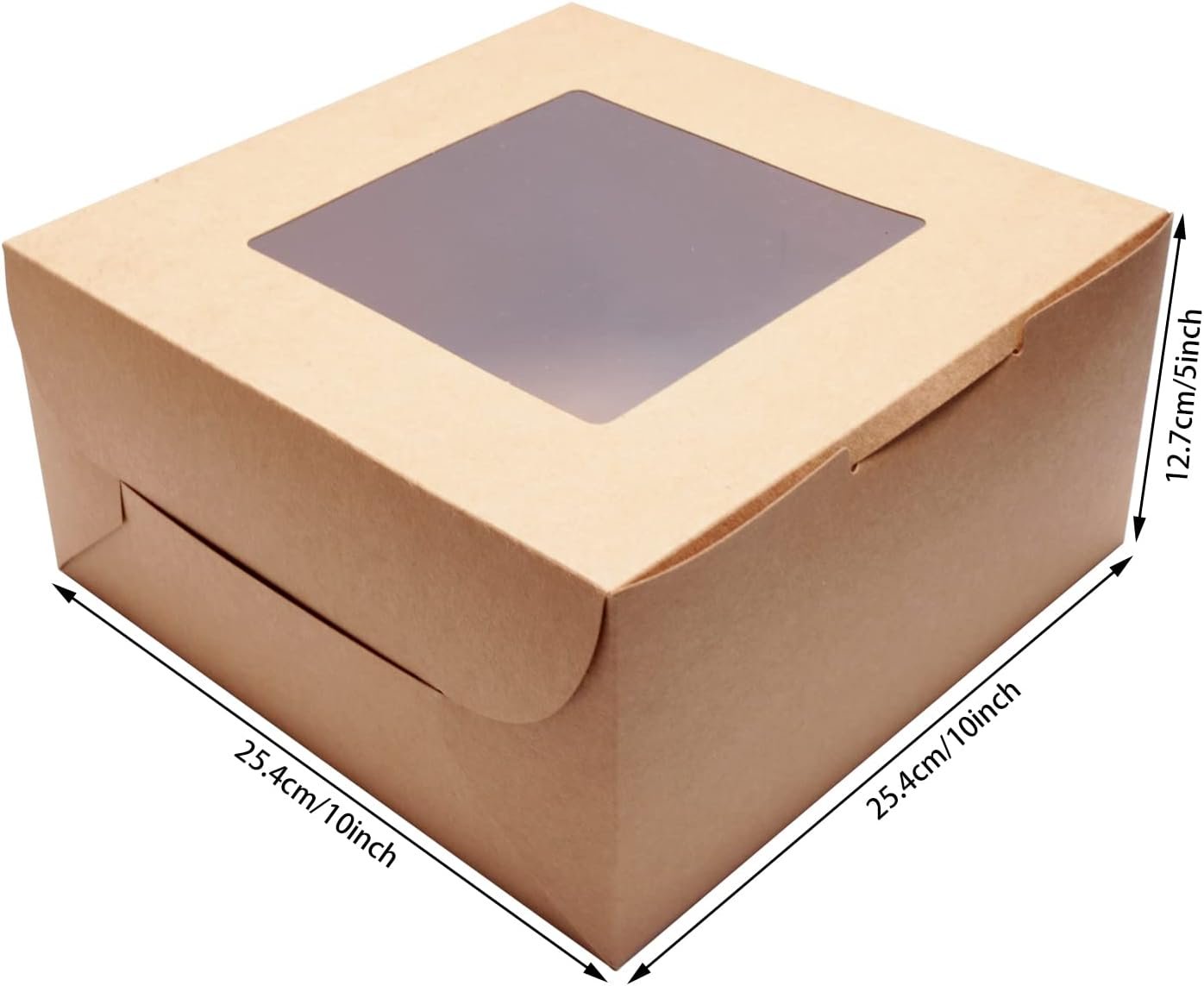 Großhandel Brown Kraft Backboxen 10x10x5 Zoll mit Fenster, ideal für Geschenkverpackung, Dessert, Gebäck, Cupcakes, Torten und Kekse, inklusive Aufkleber und 66 FT Schnur, Individuelles Logo, OEM, Hersteller