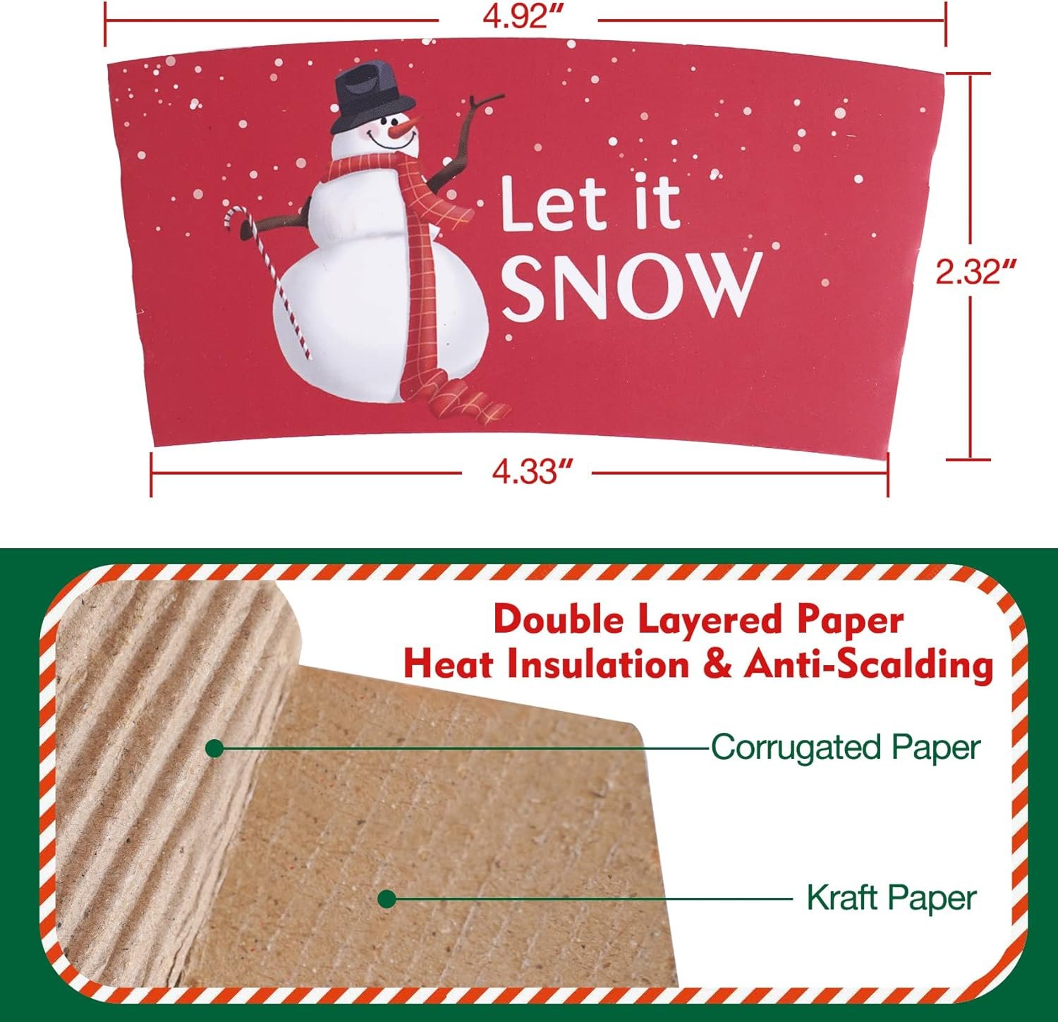 Großhandel 40 Stück Weihnachtskaffeetassen-Hot-Chocolate-Becherhüllen, passend für 12 oz bis 20 oz, mit 5 verschiedenen individuellen Designs für heiße Schokolade, Kaffee, Kakao, Tee oder kalte Getränke, Hersteller für individuelle Logos, OEM verfügbar.