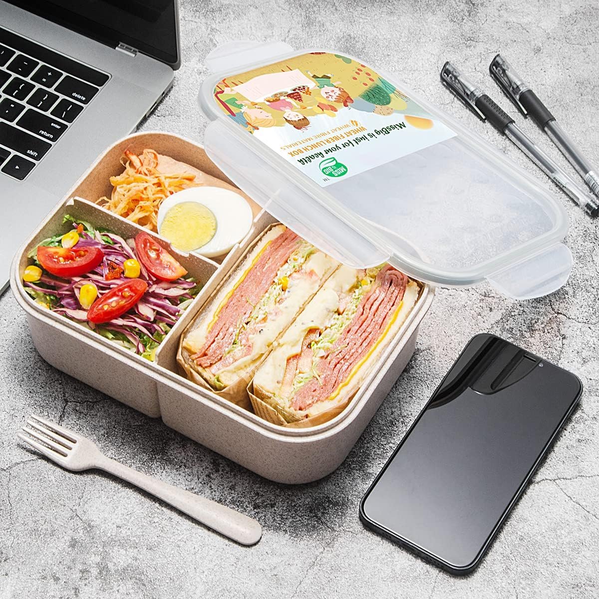 Großhandel Leak Proof Bento Box 1900ml, Lunch Box für Erwachsene, Individuelles Logo, hochwertige Lunch Container, OEM und spülmaschinen- sowie mikrowellenfeste Behälter ohne BPAs und chemische Farbstoffe.