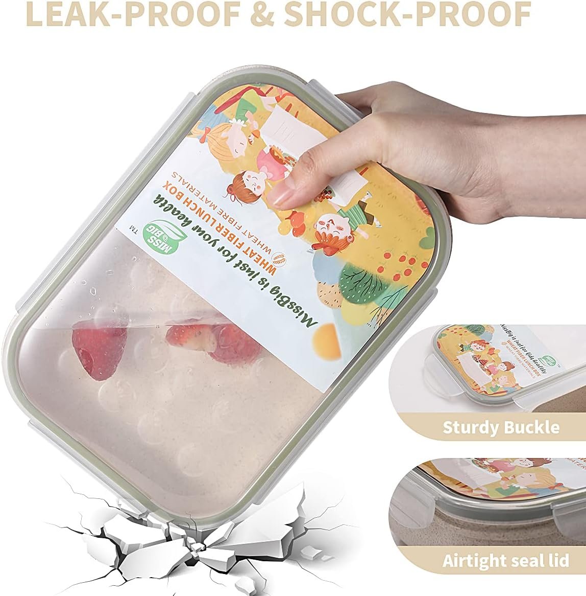 Großhandel Leak Proof Bento Box 1900ml, Lunch Box für Erwachsene, Individuelles Logo, hochwertige Lunch Container, OEM und spülmaschinen- sowie mikrowellenfeste Behälter ohne BPAs und chemische Farbstoffe.