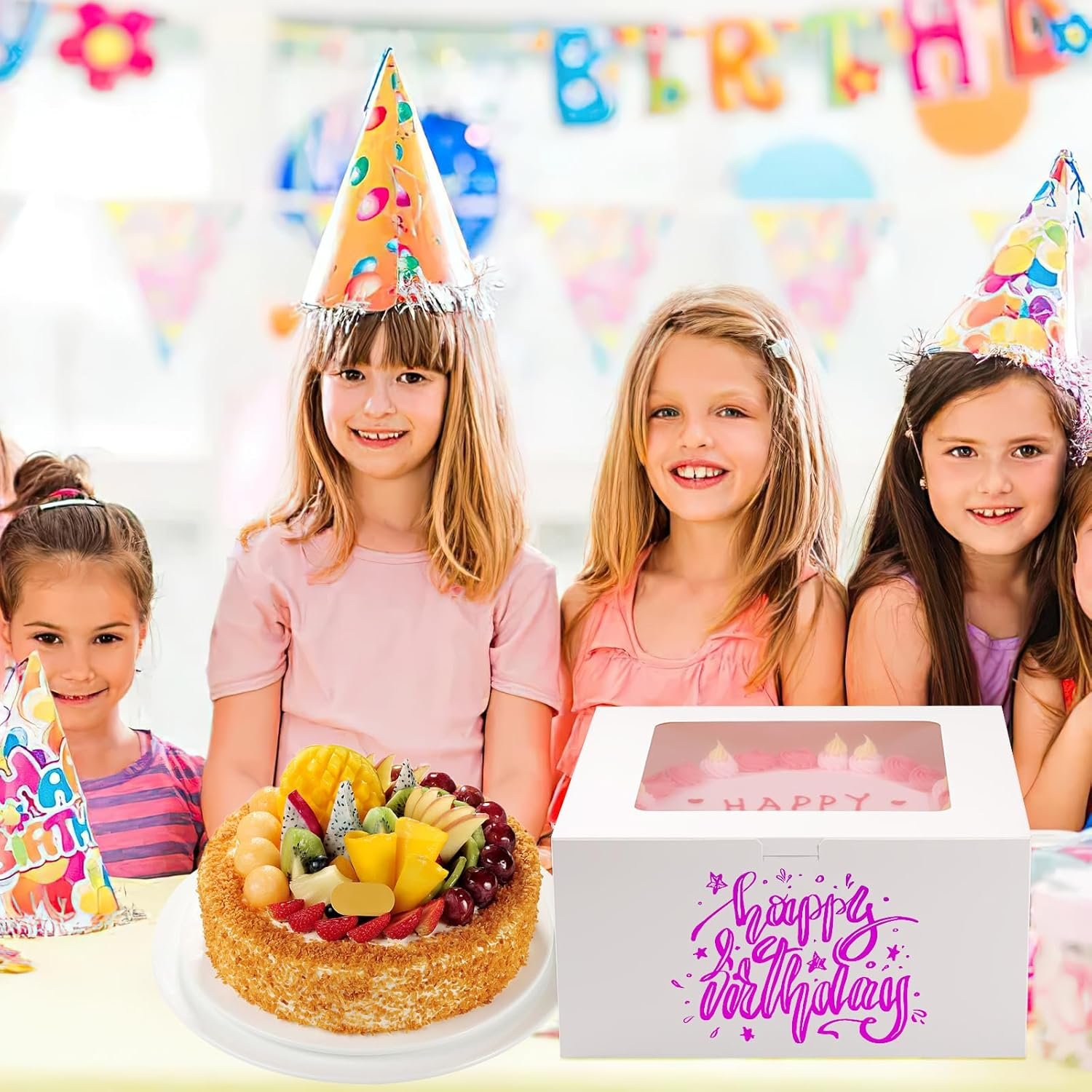 Großhandel 4er Pack Kuchenboxen 10 Zoll, weiße Backboxen mit großem Fenster für Cookies, Torten, Cupcakes, Gebäck (10×10×5 Zoll), individuell bedruckbar, Hersteller für Backbedarf.